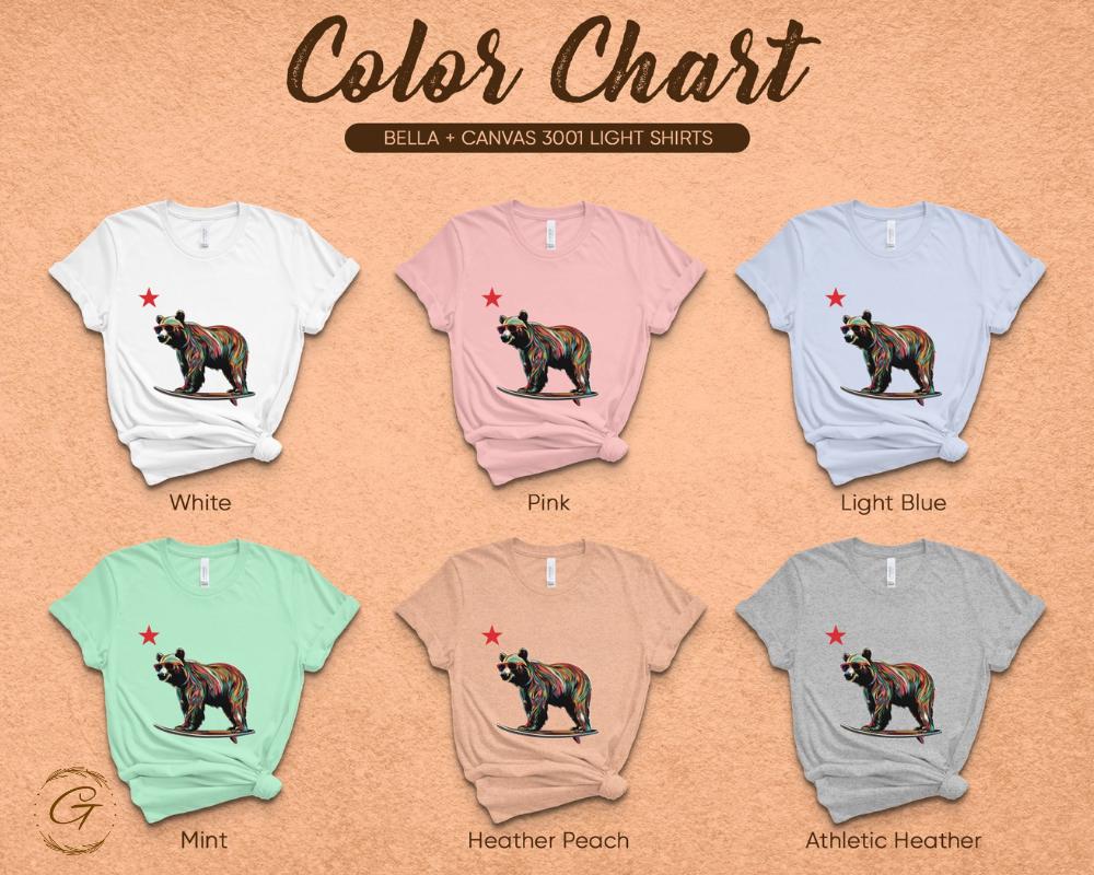 Colorful Bear Tee Surfing Design T-Shirt