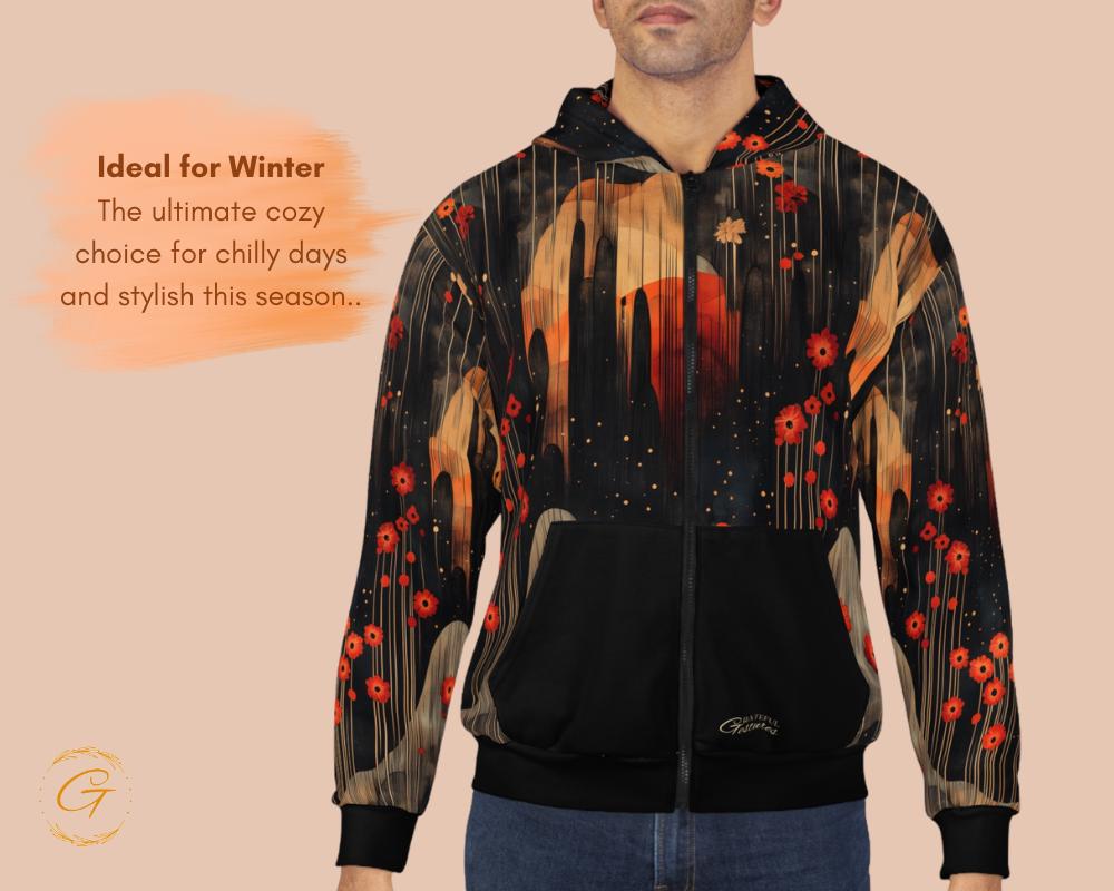 Quantum Nature Black Design Unisex Zip Hoodie All-Over Print