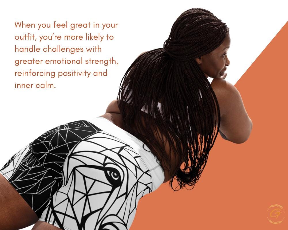 AOP High-Waisted Yoga Shorts with Geometric Bear Mosaic Design