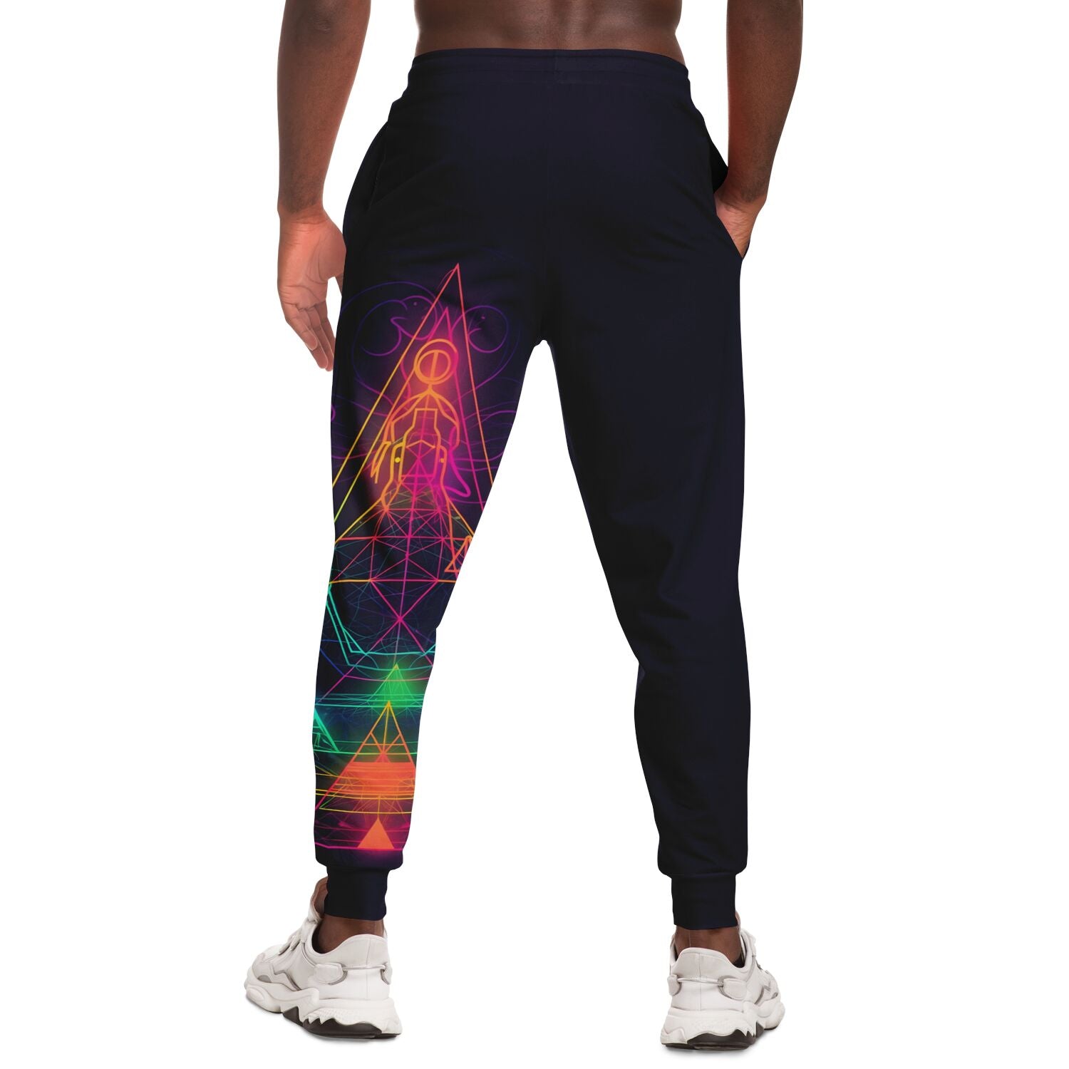 Neon Geometric Spiritual Joggers – Psychedelic Enlightenment Sweatpants