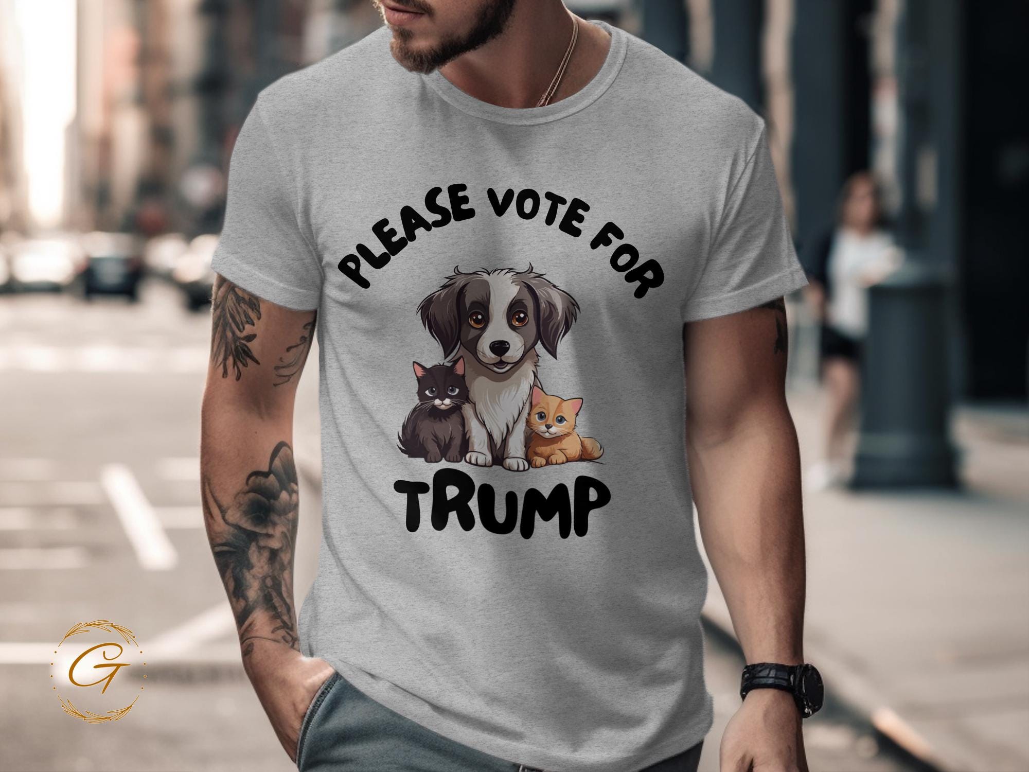 Trump T-Shirt, Political Cute Dog and Cat Vote Tee