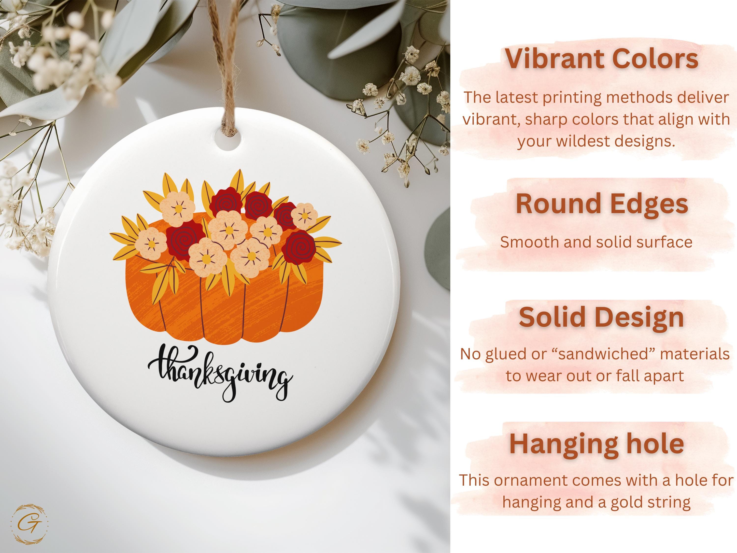 Thanksgiving Pumpkin with Flowers Ornament, Fall Season Keepsake, Handmade Holiday Decor, Perfect Thanksgiving Celebration, Holiday Keepsake