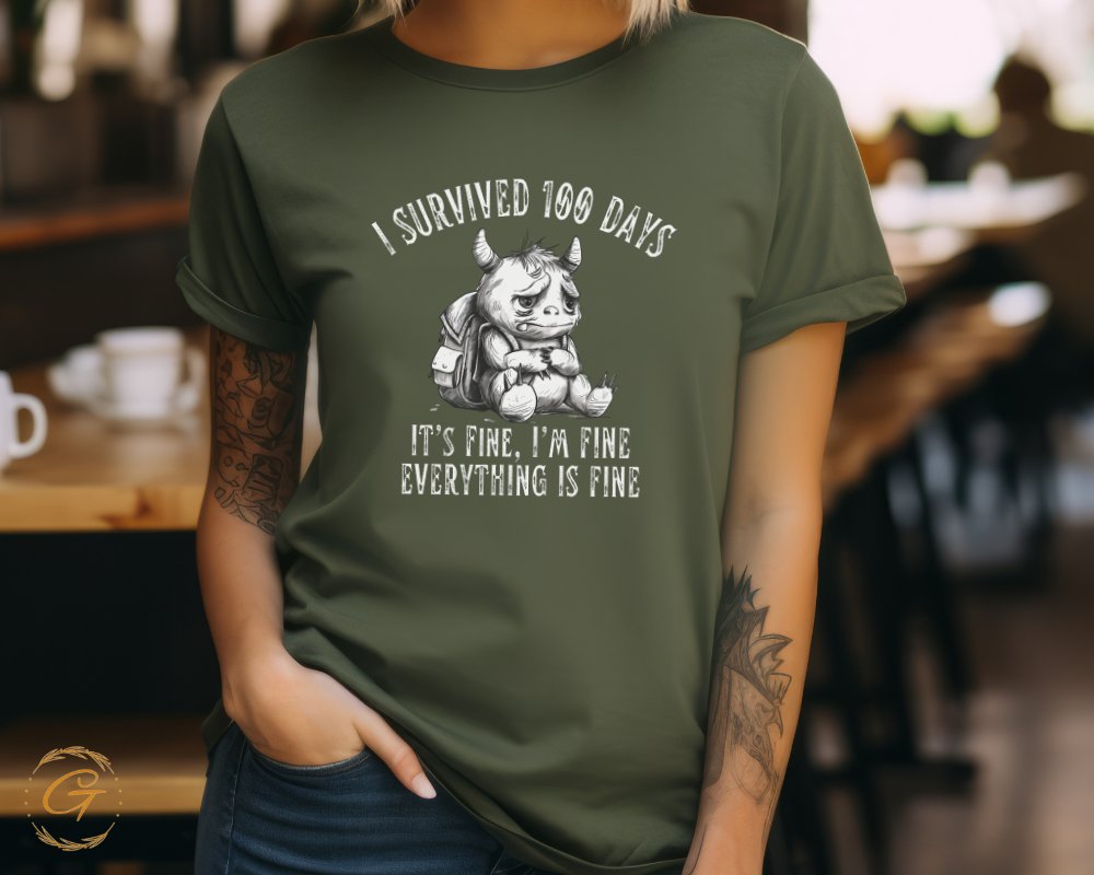 I Survived 100 Days Fine Everything T-Shirt product type