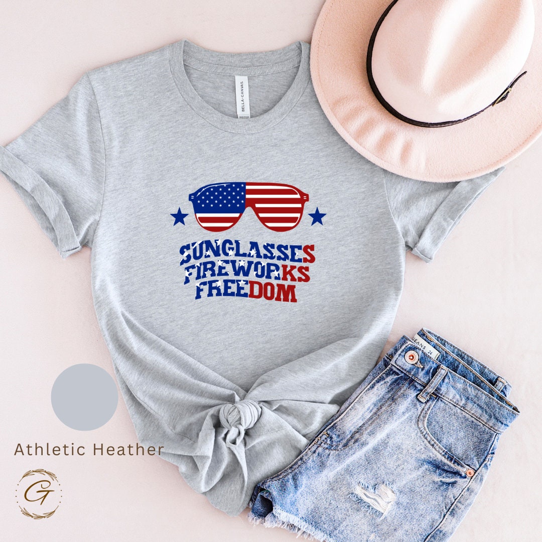 Sunglasses Fireworks Freedom T-Shirt - Patriotic Summer Tee