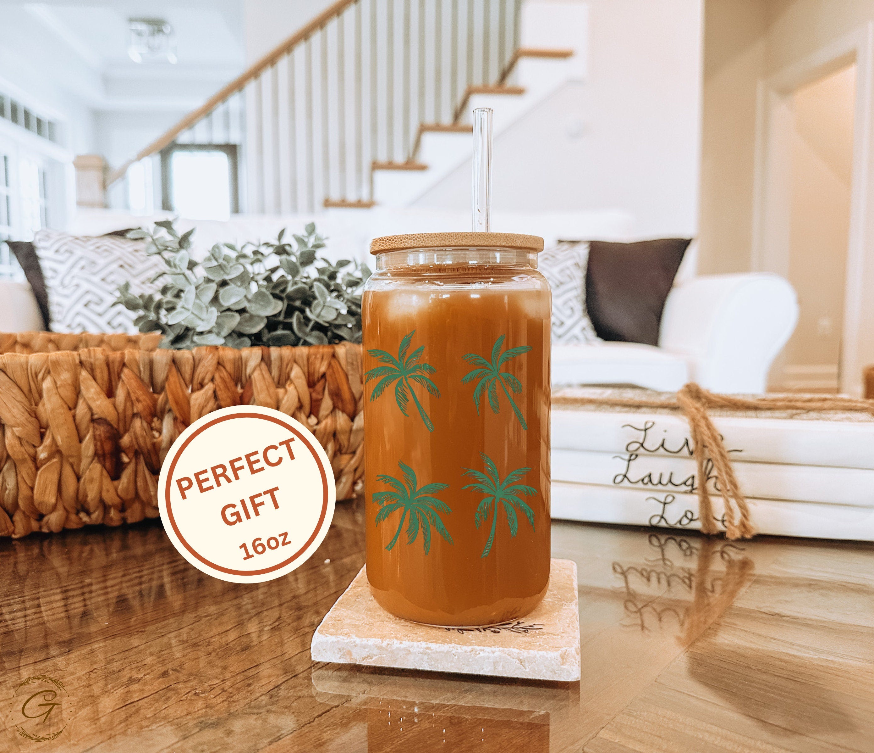 16oz Tropical Palm Trees Libbey Cup