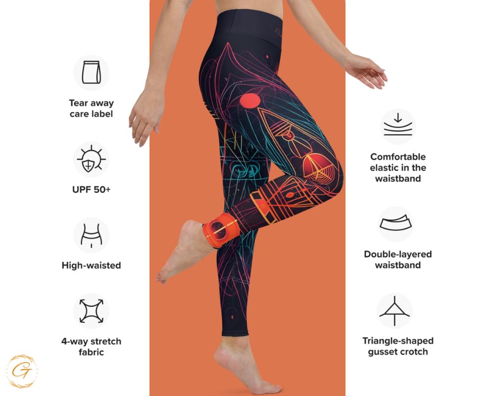 AOP Retro Sci-Fi Yoga Leggings and Shorts | High-Waisted Activewear for Women | Futuristic Workout Pants | Galaxy Compression Tights Shorts