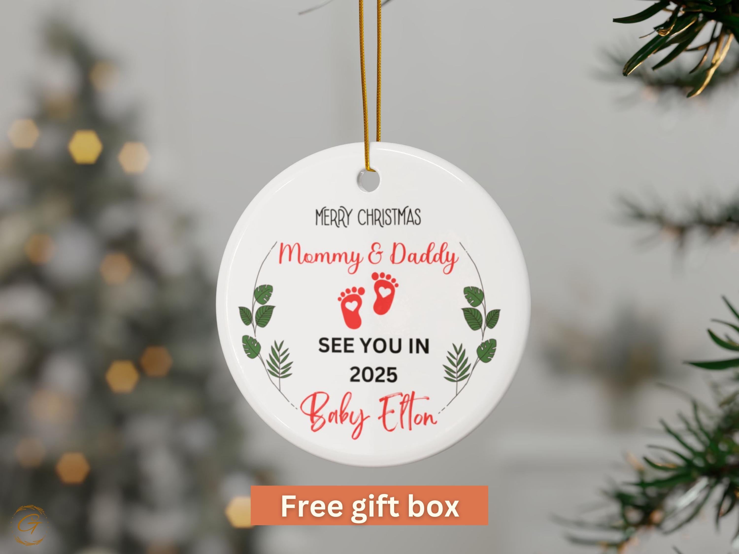 Personalized Pregnancy Announcement Christmas Ornament, Personalized Gift for Expecting Parents, Custom Unique Holiday Keepsake New Families