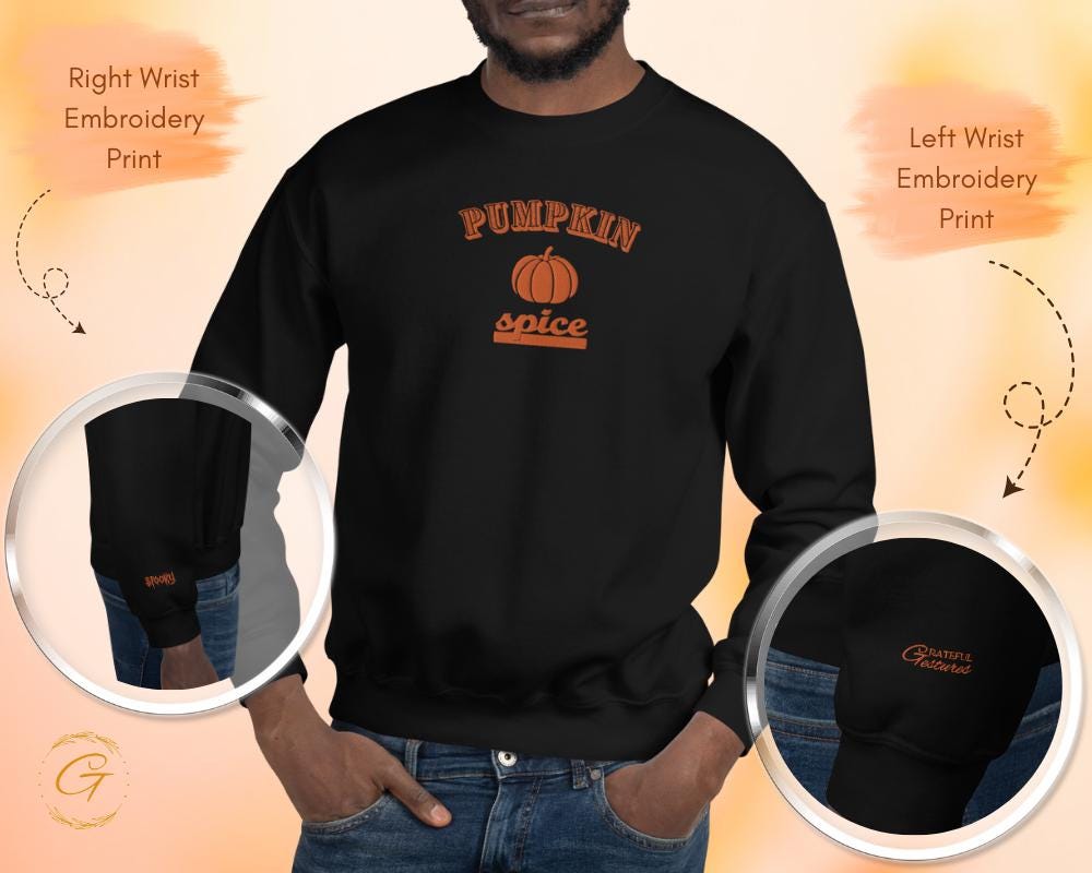 Halloween Sweatshirt, Pumpkin Spice Fall Themed Pullover, Cozy Pumpkin Spice Sweatshirt, Autumn Long-Sleeve Shirt Warm-Up Top Casual Sweater