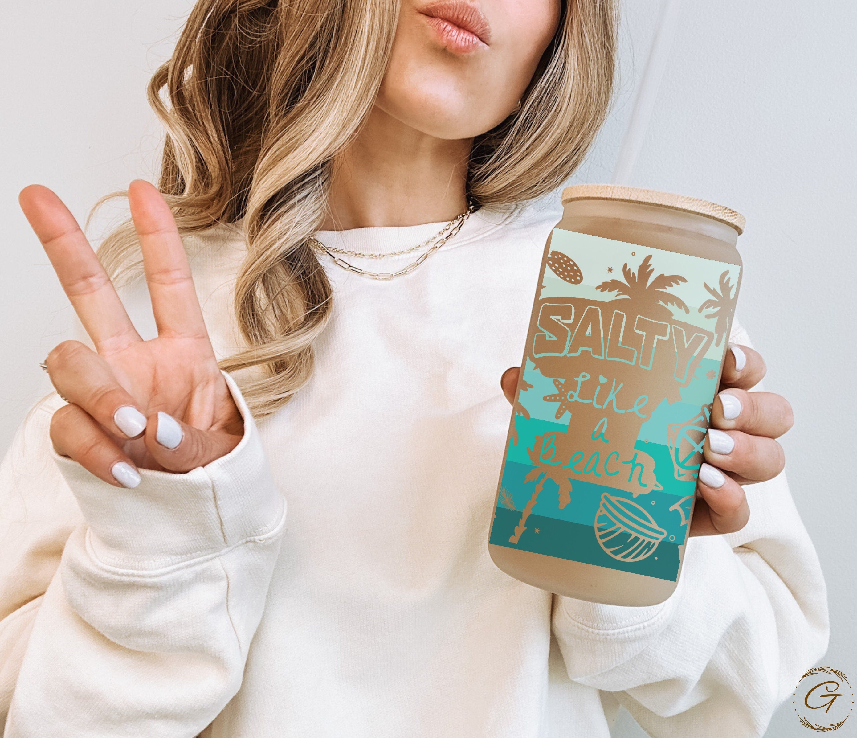 Salty Like a Beach Frosted Glass Cup