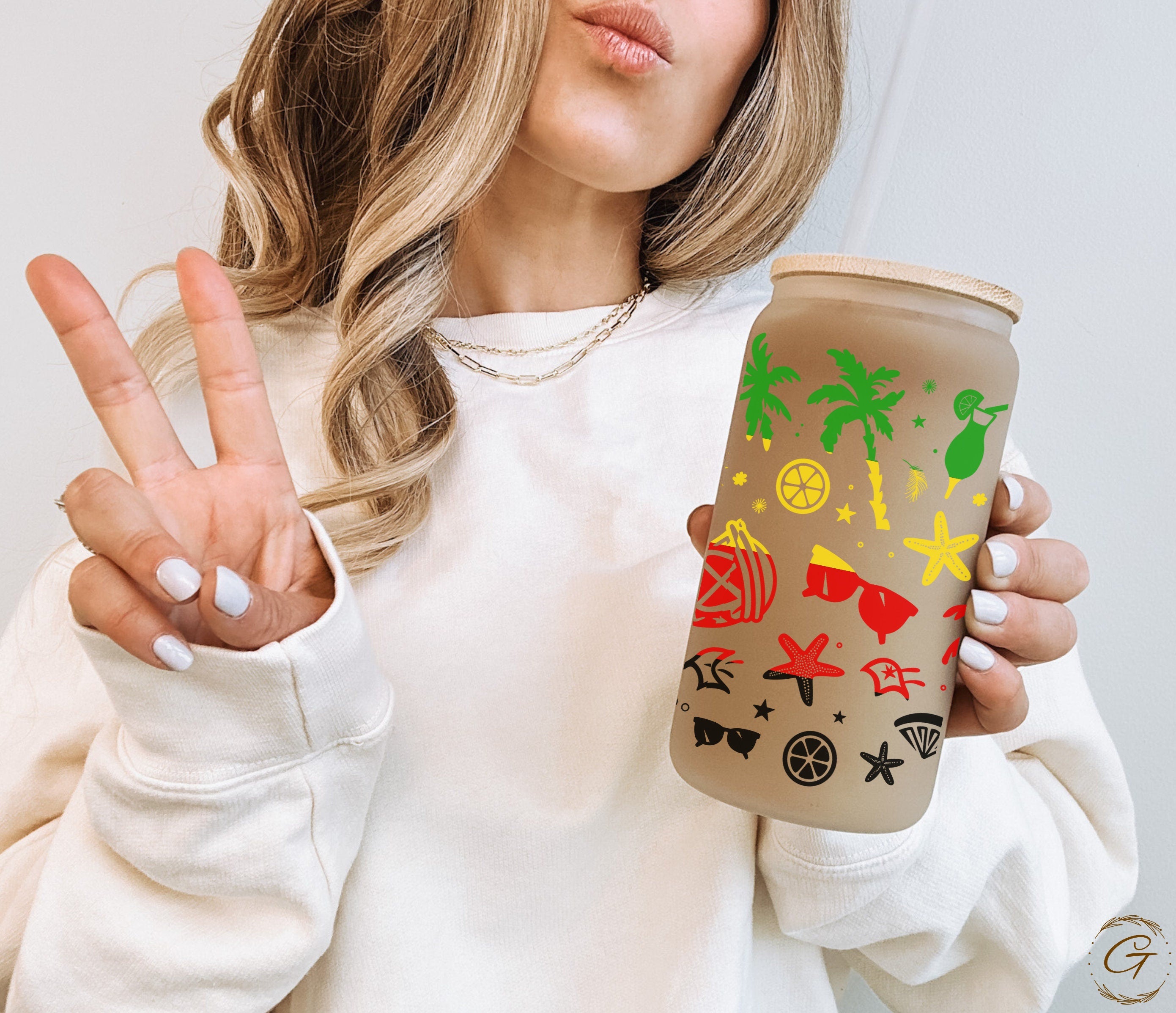 Rasta Summer Vibes Frosted Glass Cup