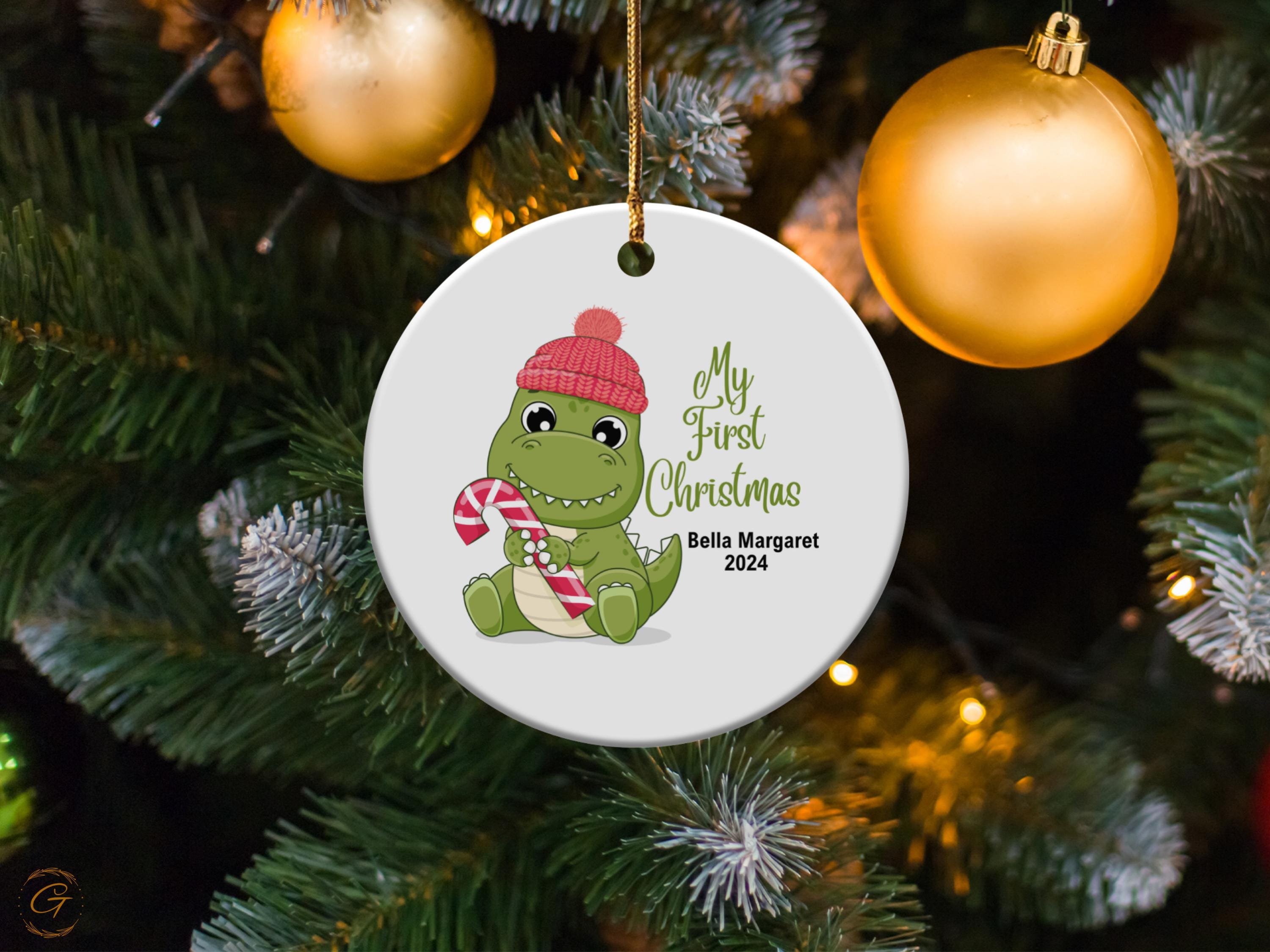 My First Christmas Ornament, Dinosaur Baby's First Christmas Gift, Cute Holiday Decoration Personalized Keepsake , Unique Gift for Stockings