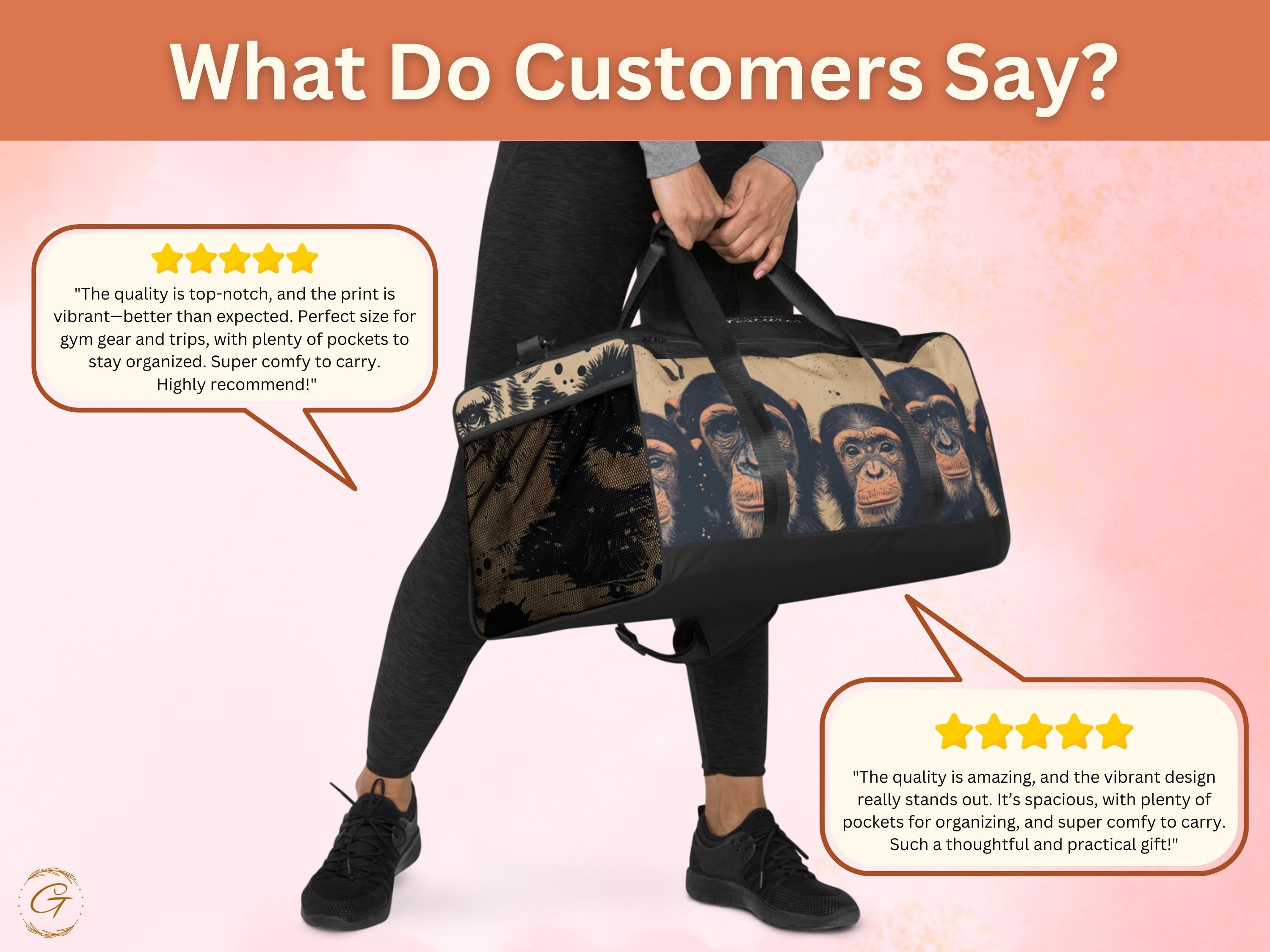 Chimpanzee AOP Duffel Bag - Cool Animal Print Gym Bag