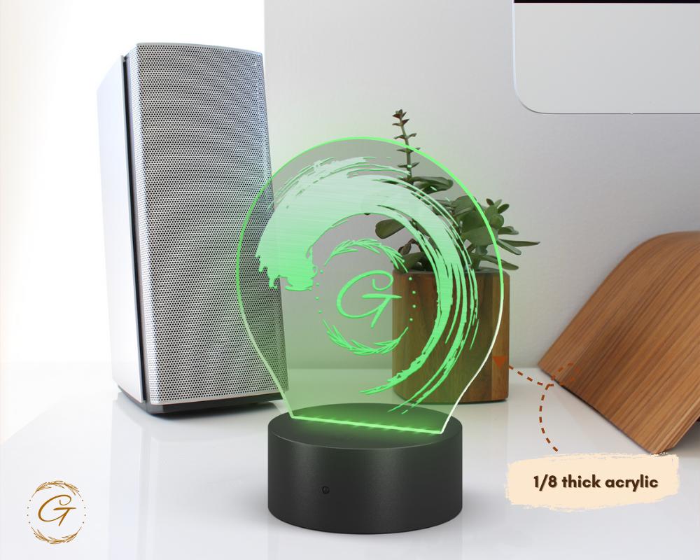 Swirl G Circle Acrylic LED Sign, Custom Wall Light