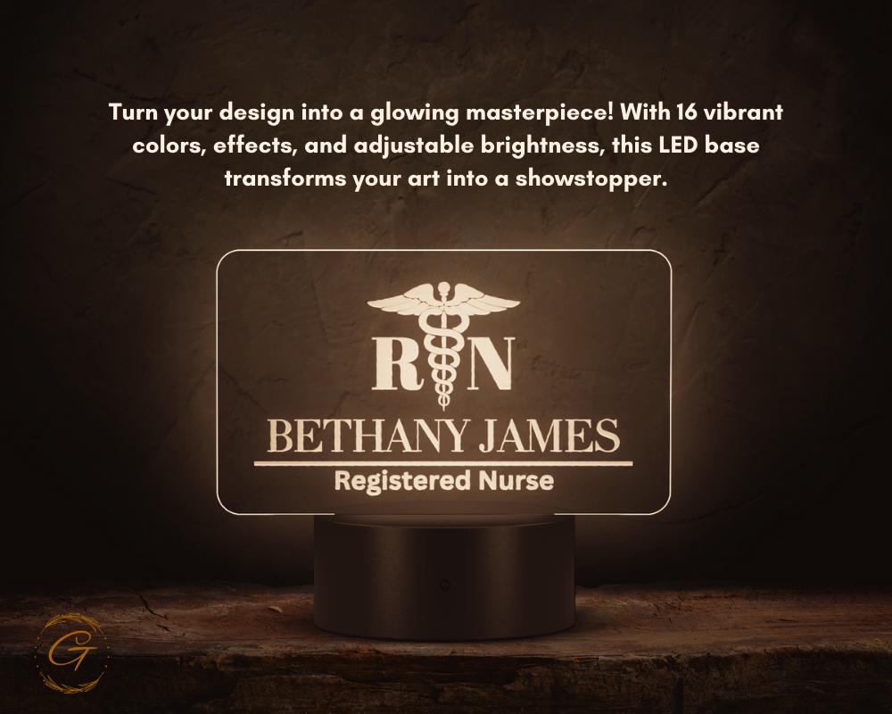 Profession Name Plate Acrylic LED Light, Custom Desk Sign Nurse