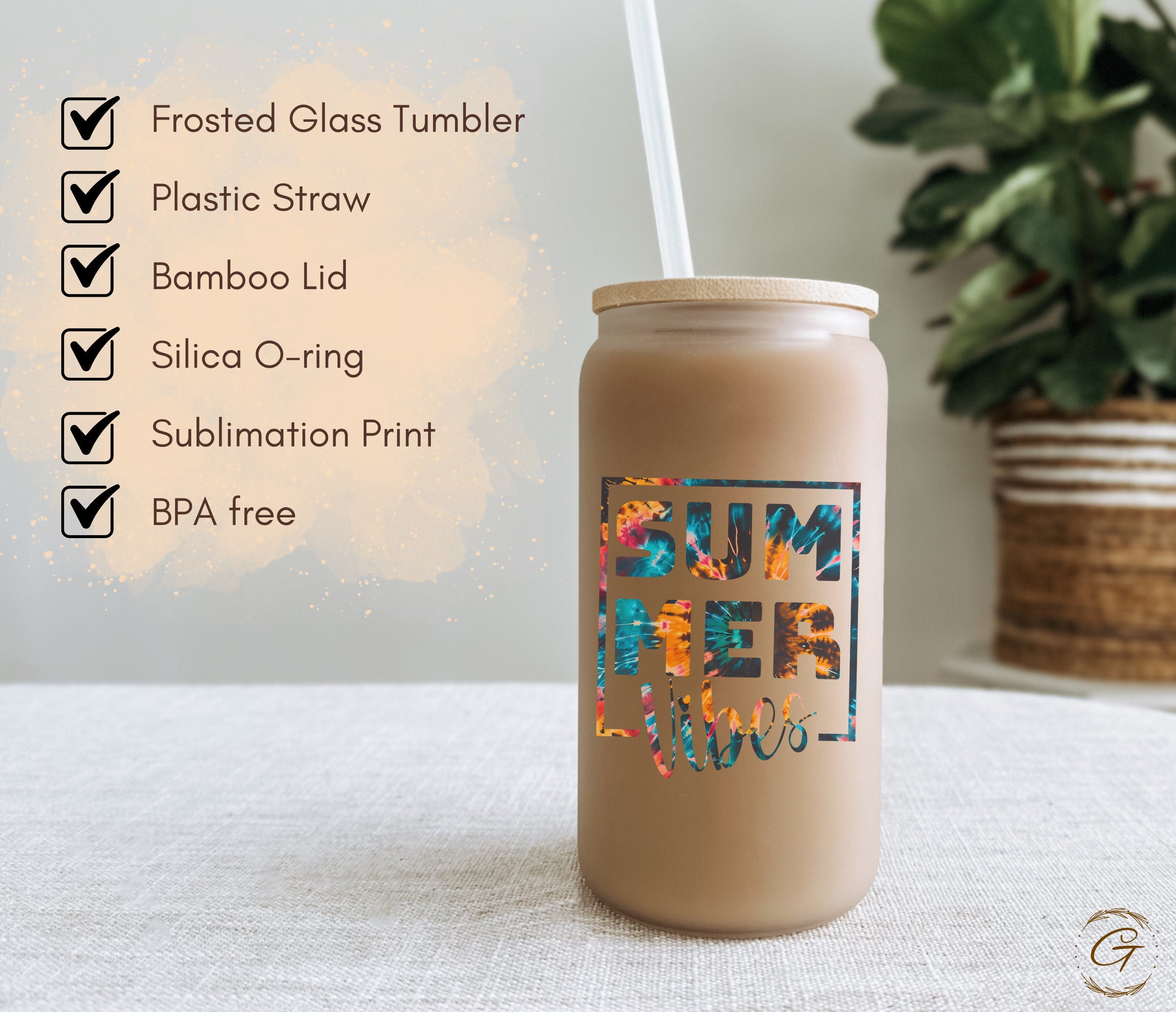Summer Vibes Colorful Design Frosted Glass tumbler