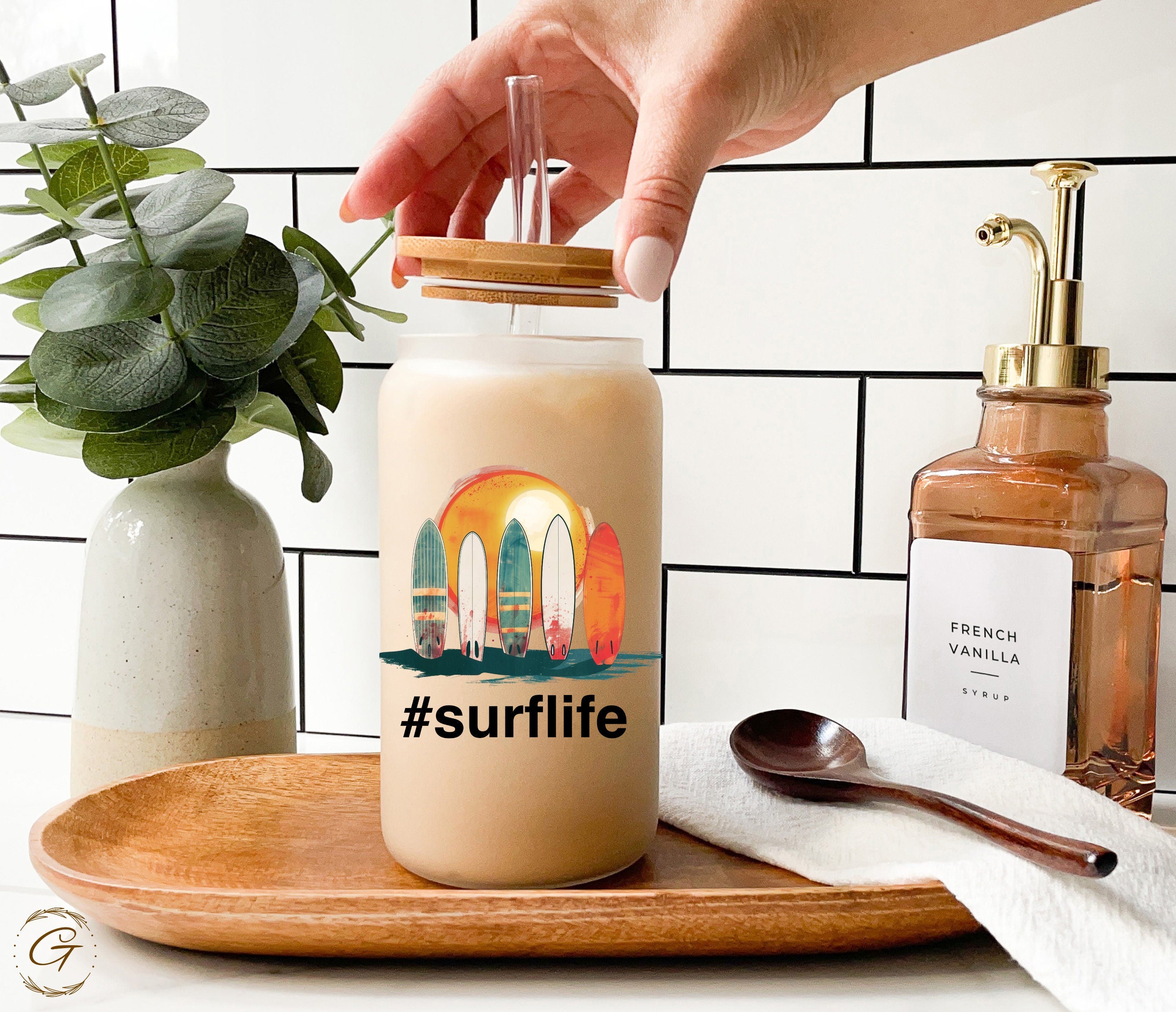 Surf Life Frosted Glass Cup
