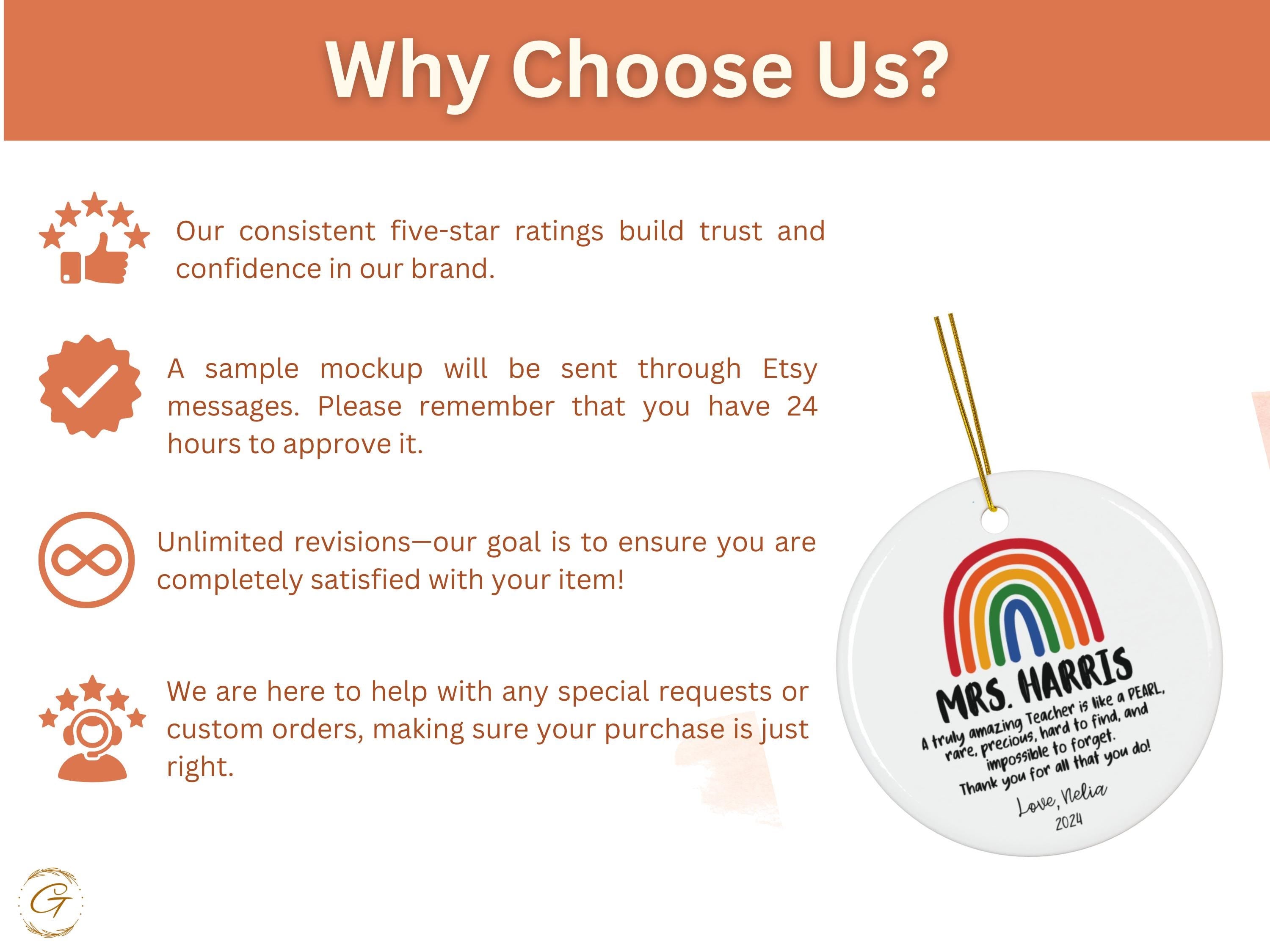 Personalized Teacher Rainbow Ornament, Teacher Appreciation Keepsakes