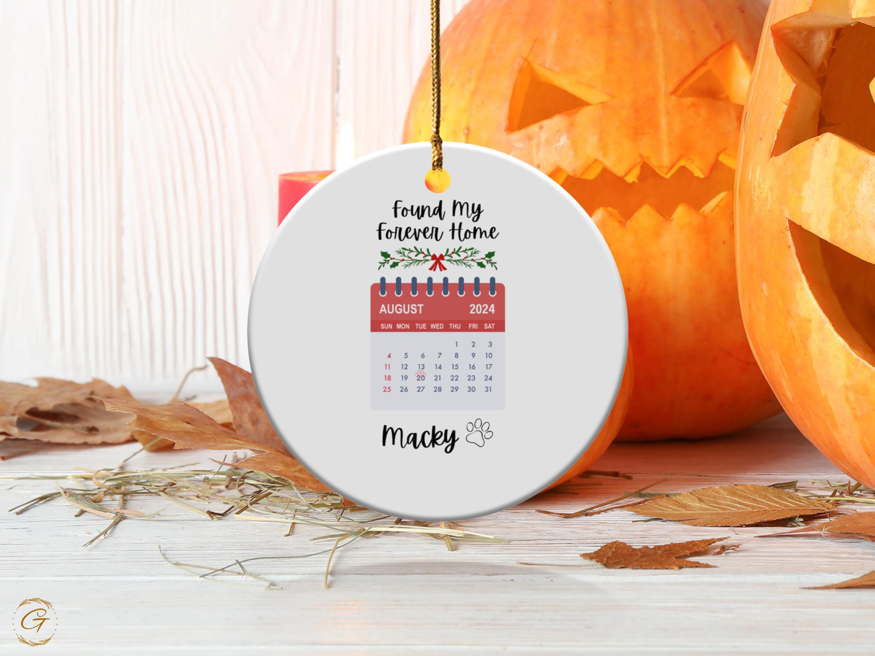 Personalized Pet Adoption Date Ornament, Keepsake decoration, holiday home decor, festive keepsake gift, unique calendar Christmas ornaments