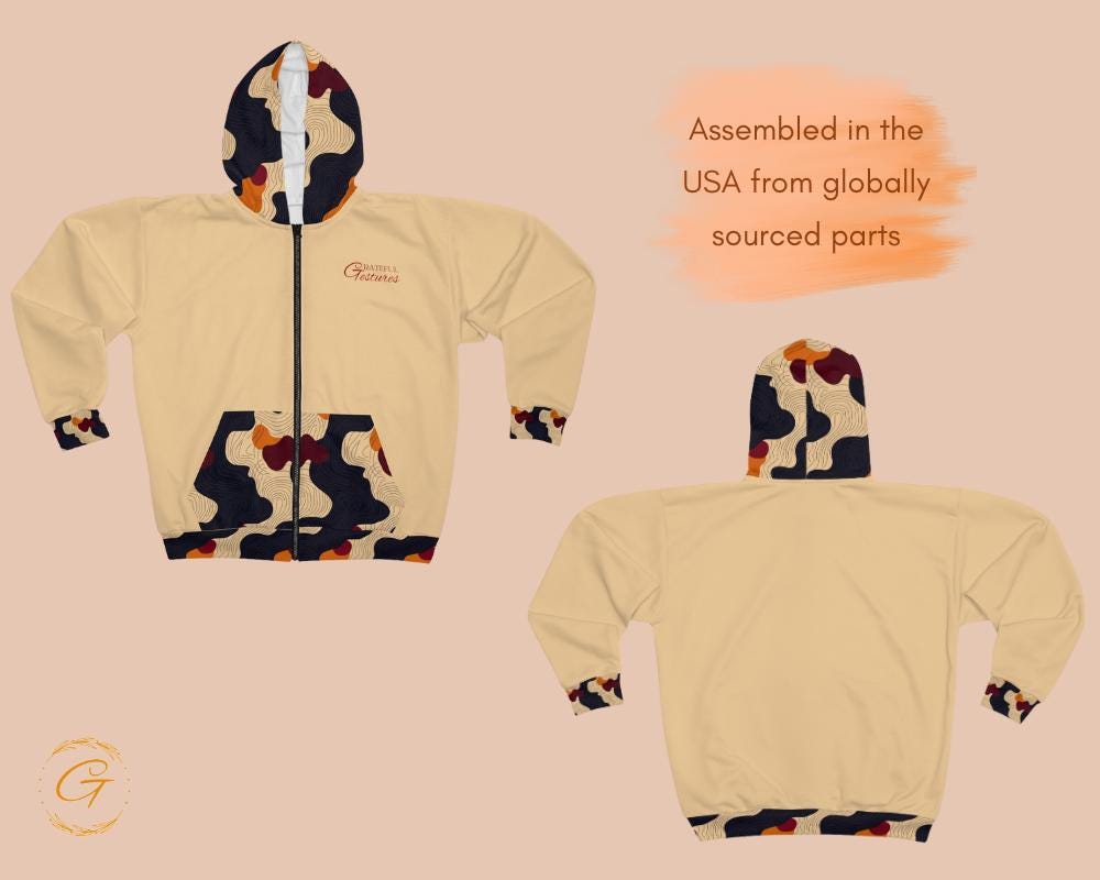Wave Lines Design Unisex Zip Hoodie All-Over Print