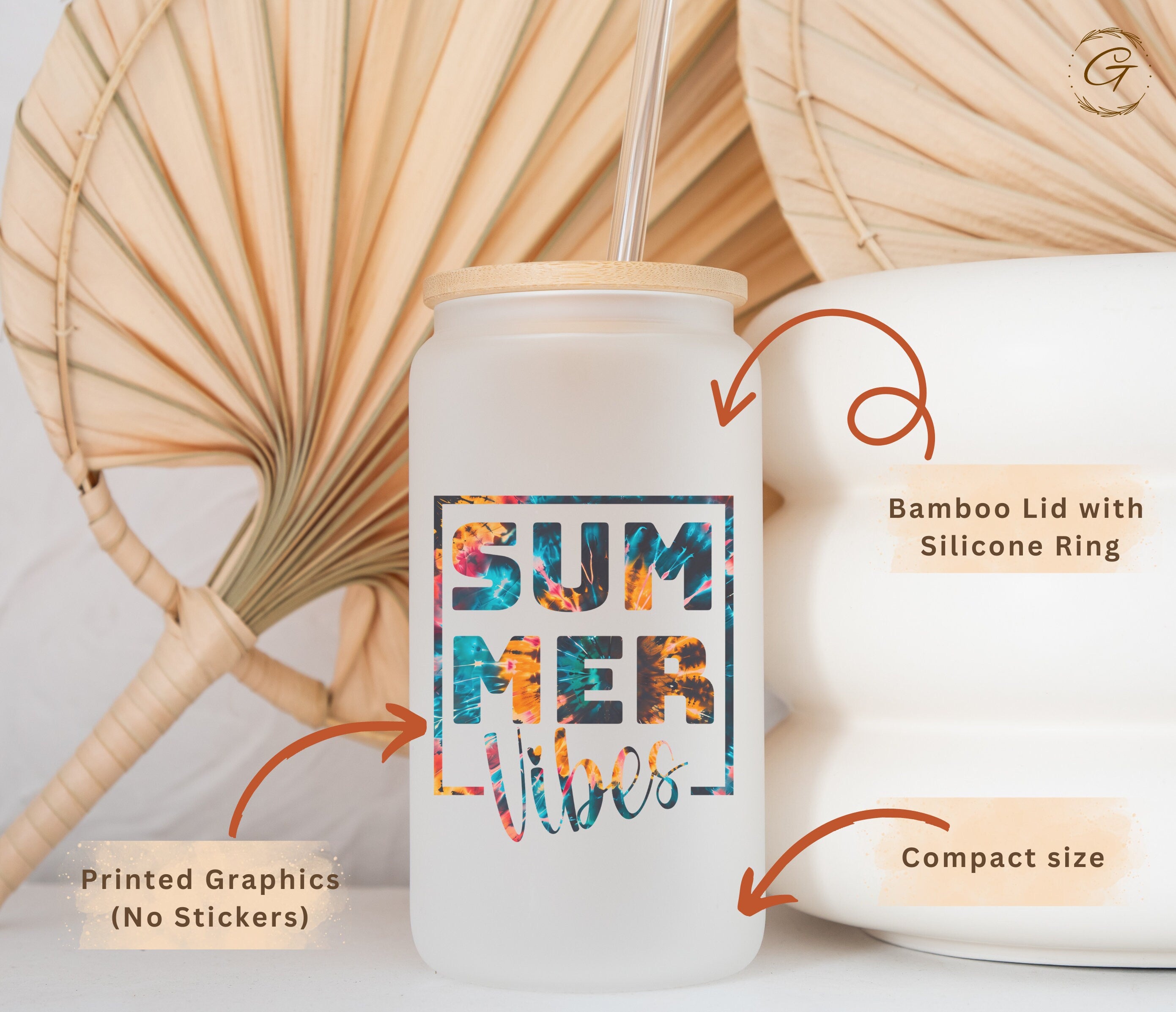 Summer Vibes Colorful Design Frosted Glass tumbler