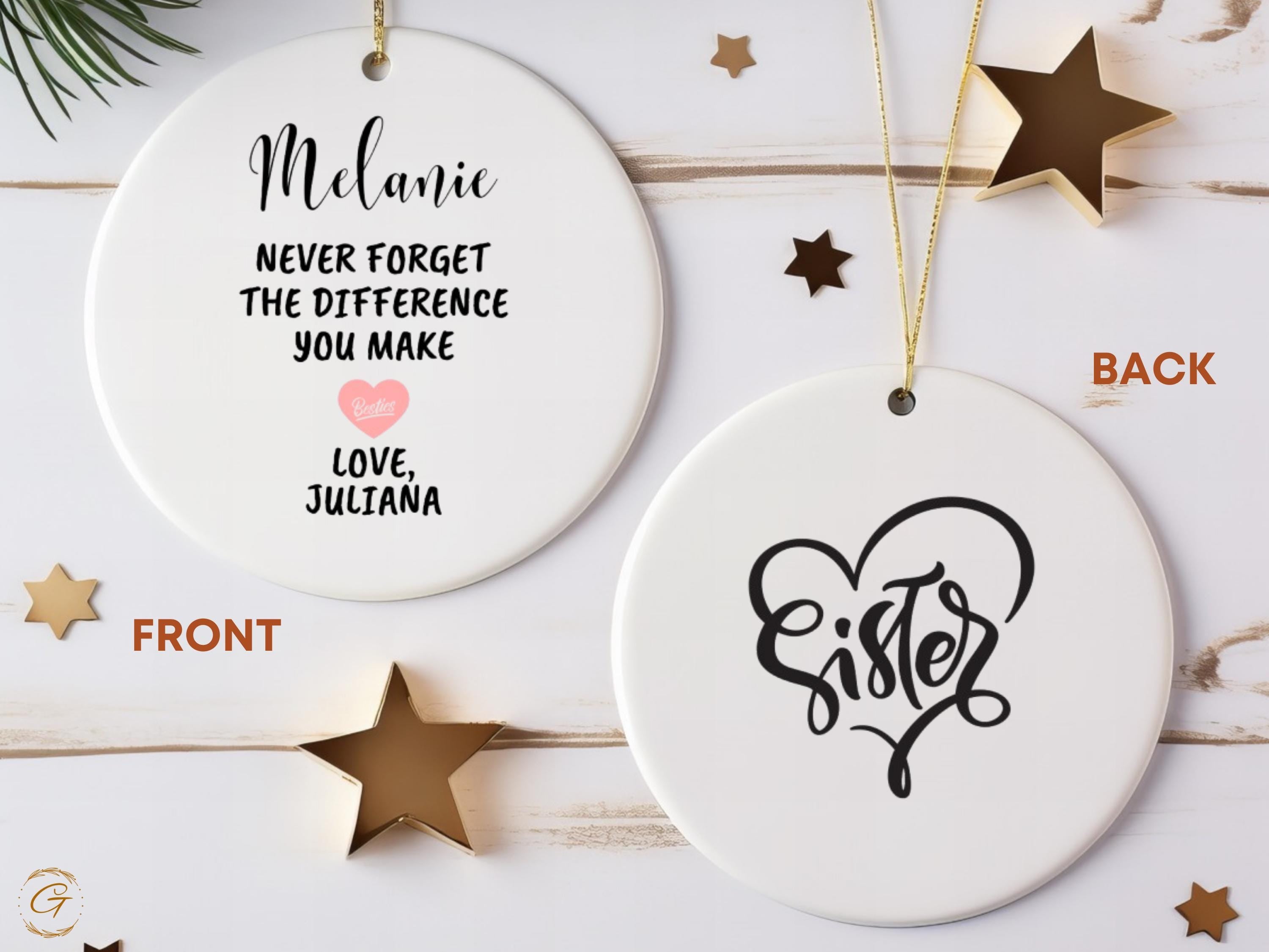 Personalized Best Friend Ornament, Custom Friendship Gift