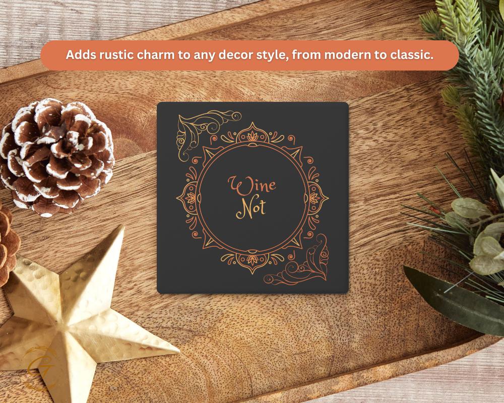 Soapstone Coaster with Wine Not Design, Fun Drink Coaster with Cork Backing Perfect for Wine Lovers, Stylish Holiday Gift Home and Bar Decor
