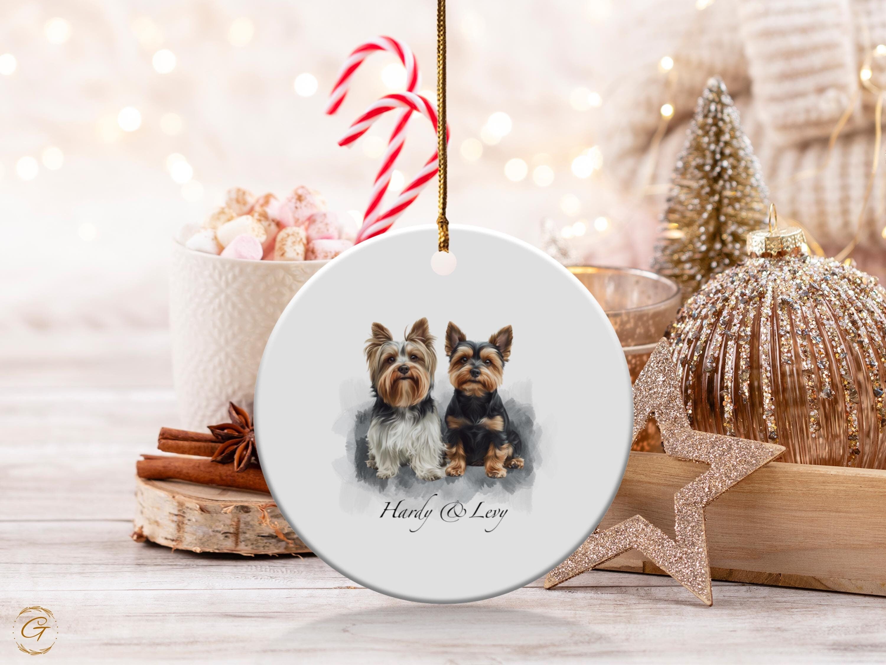 Cute Yorkie Dog Ornament, Personalized Gift for Dog Lover