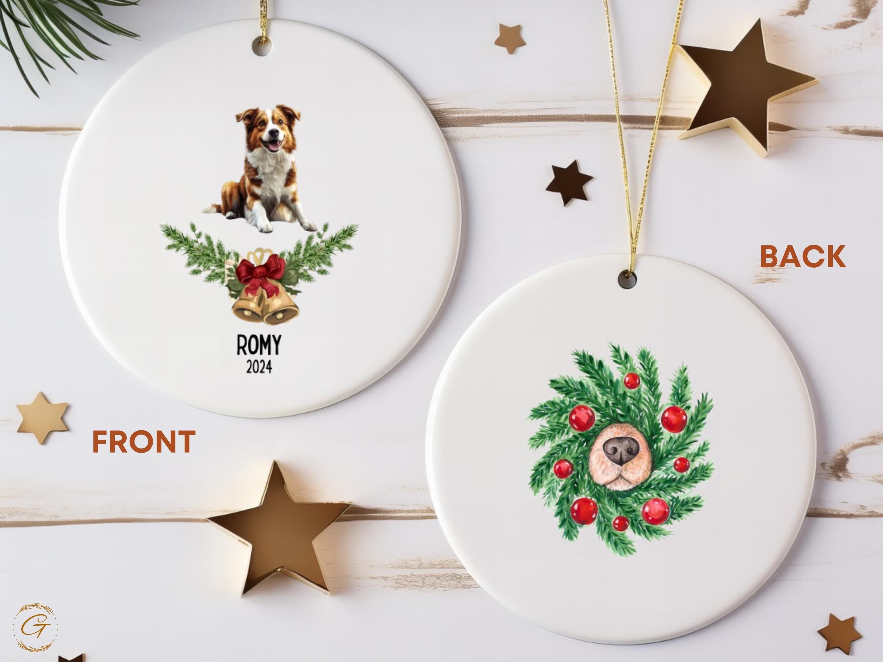 Custom Dog Ornament 2024, Personalized Pet Keepsake, Christmas Tree Decoration, Holiday Gift for Dog Lovers with Customizable Name, Pet Gift