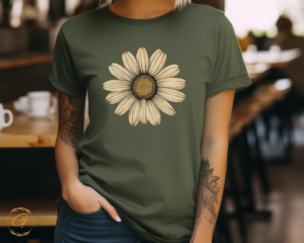 Stylish Green T-Shirt with Unique Flower Graphics product type