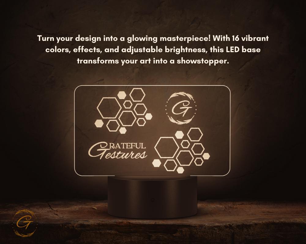 Polygon Grateful Gestures and G Design Acrylic LED Sign, Personalized Room Decor