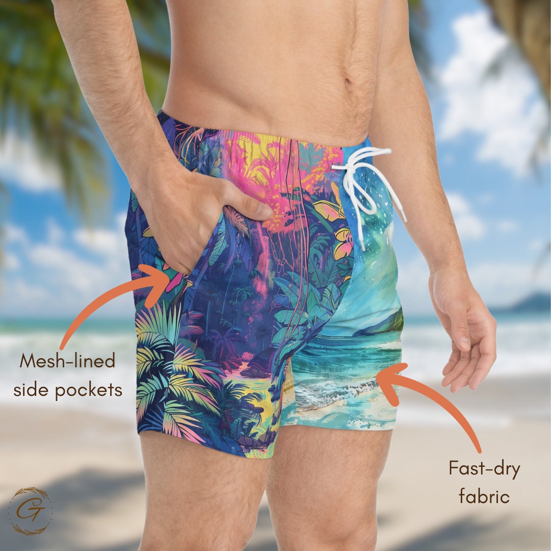 Tropical Rainforest & Beach Swim Shorts