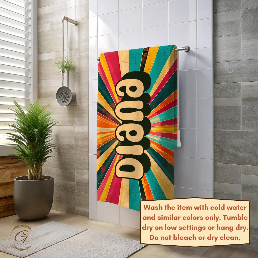 Vibrant Retro Groovy Design Beach Towel