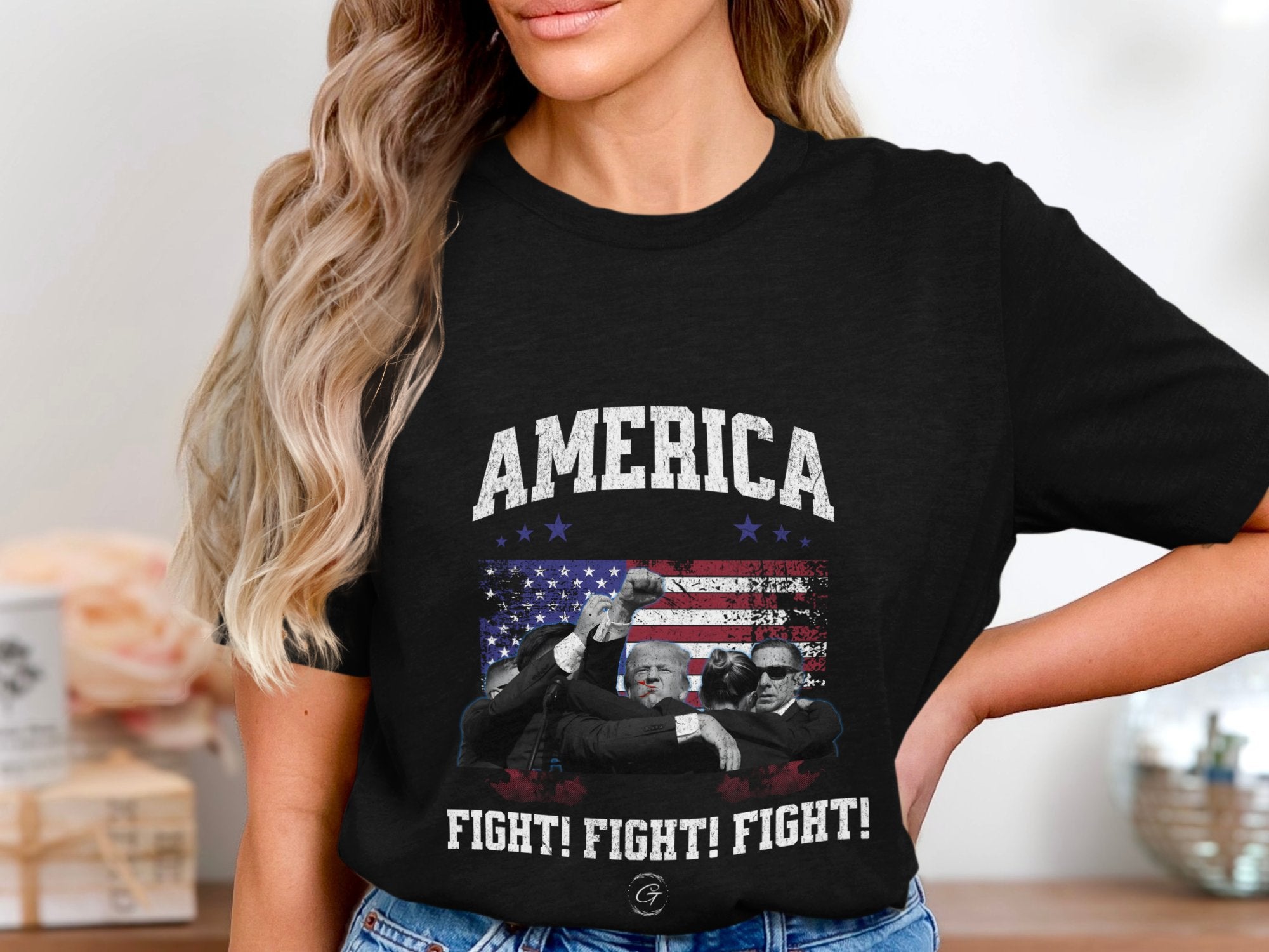 America Fight Fight Fight Trump Graphic Tee - Patriotic Trump Shirt