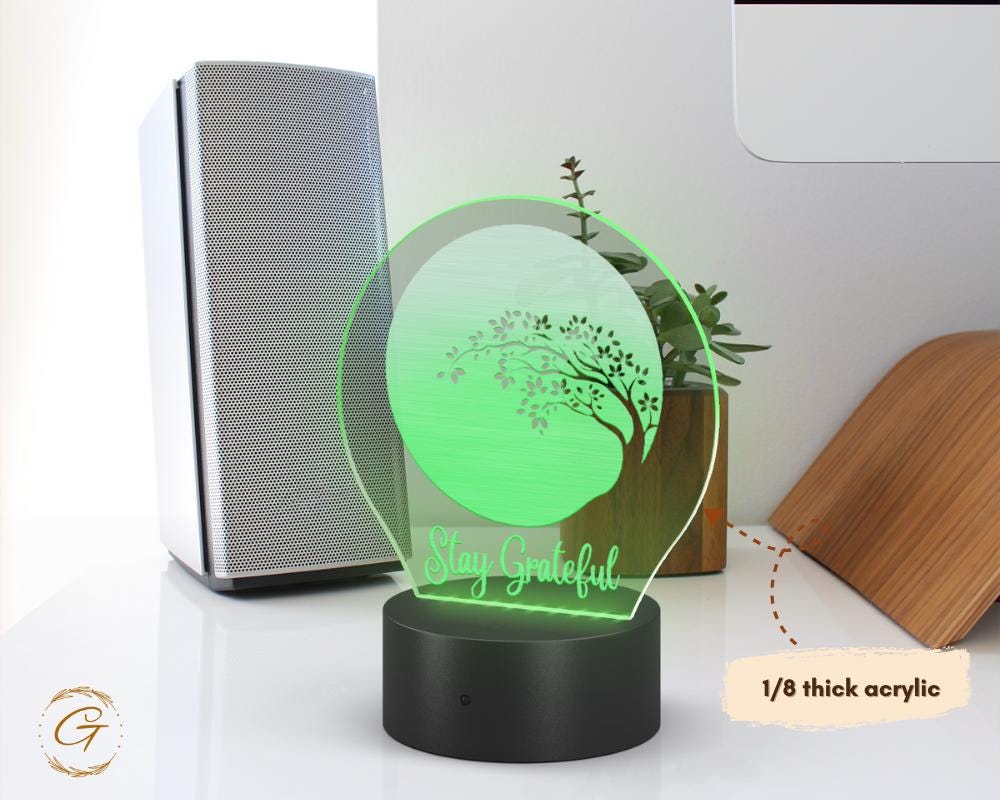 Stay Grateful Circle Acrylic LED Sign