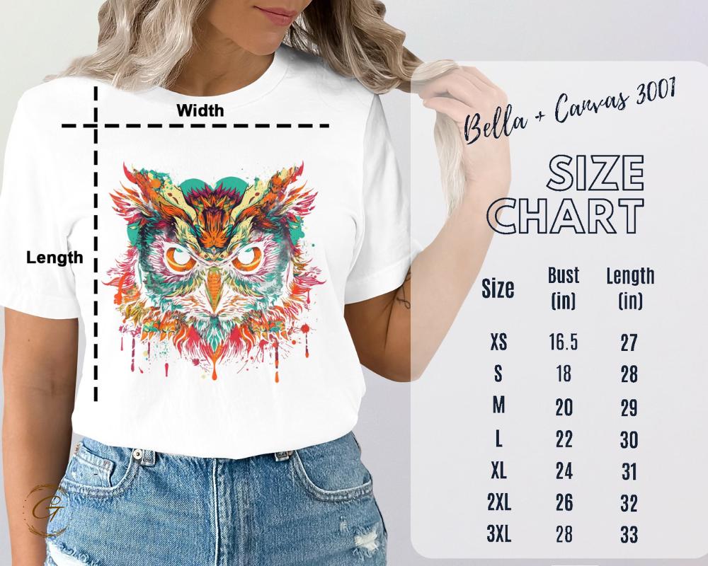 Colorful Owl Art Design TShirt Vibrant Owl Graphic Tee