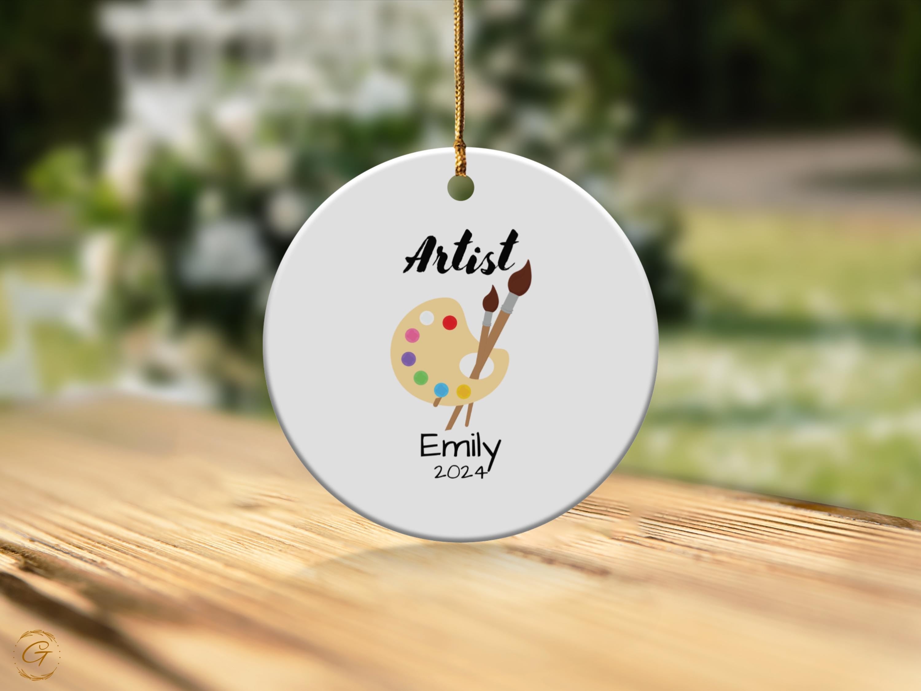Personalized Artist Ornament 2024, Custom Name Art Palette Christmas Ornament, Unique Gift for Art Students & Teacher, Ideal Gift for Artist