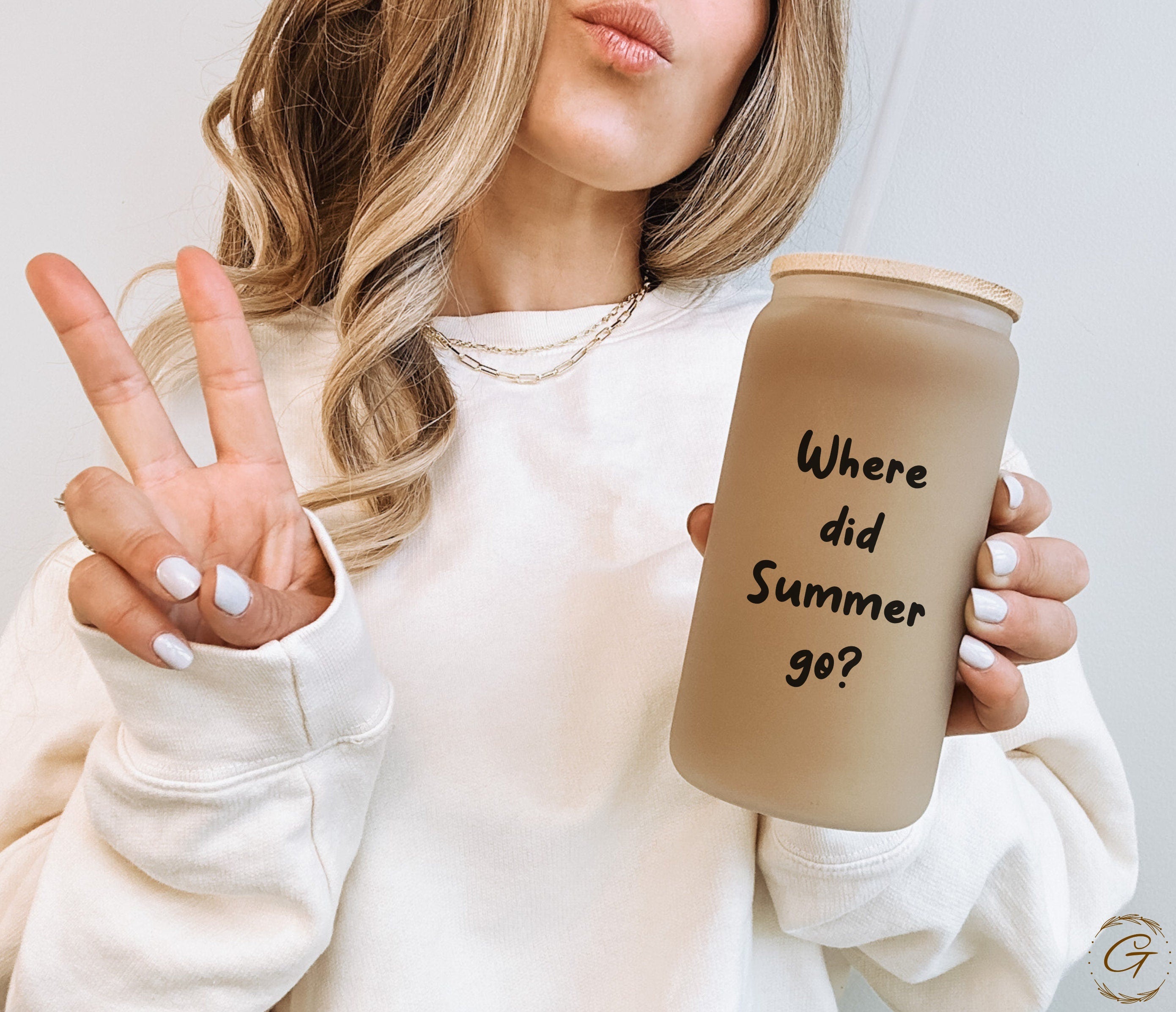 Cute Sad Boy 'Where Did Summer Go?' Frosted Glass Cup