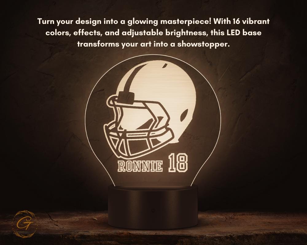 Football Personalized Name Circle Acrylic LED Sign