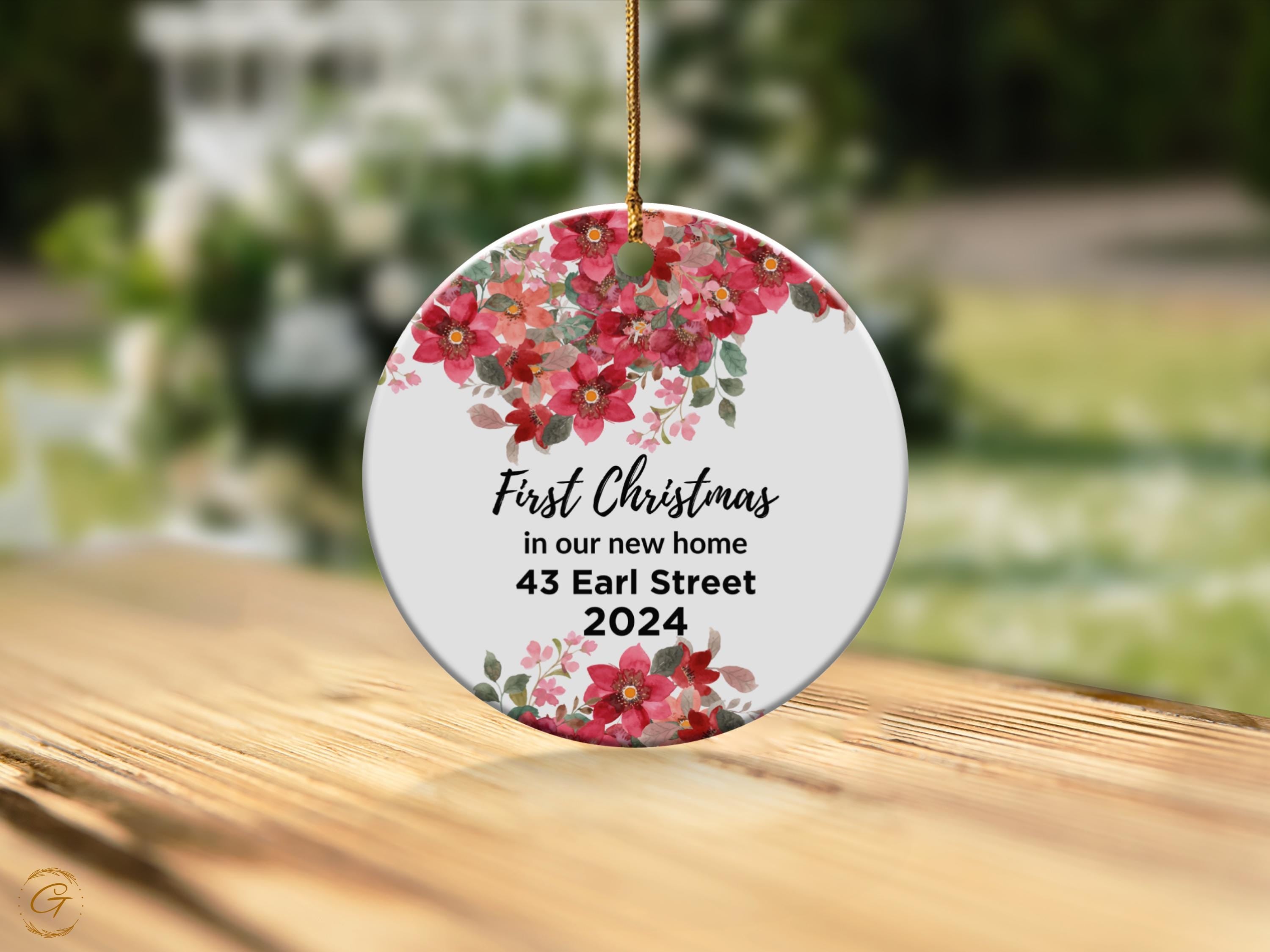 Personalized Christmas Ornament, Our First Christmas Holiday Keepsake, Floral Design Keepsake, 2024 New Home Decoration, Custom Holiday Gift