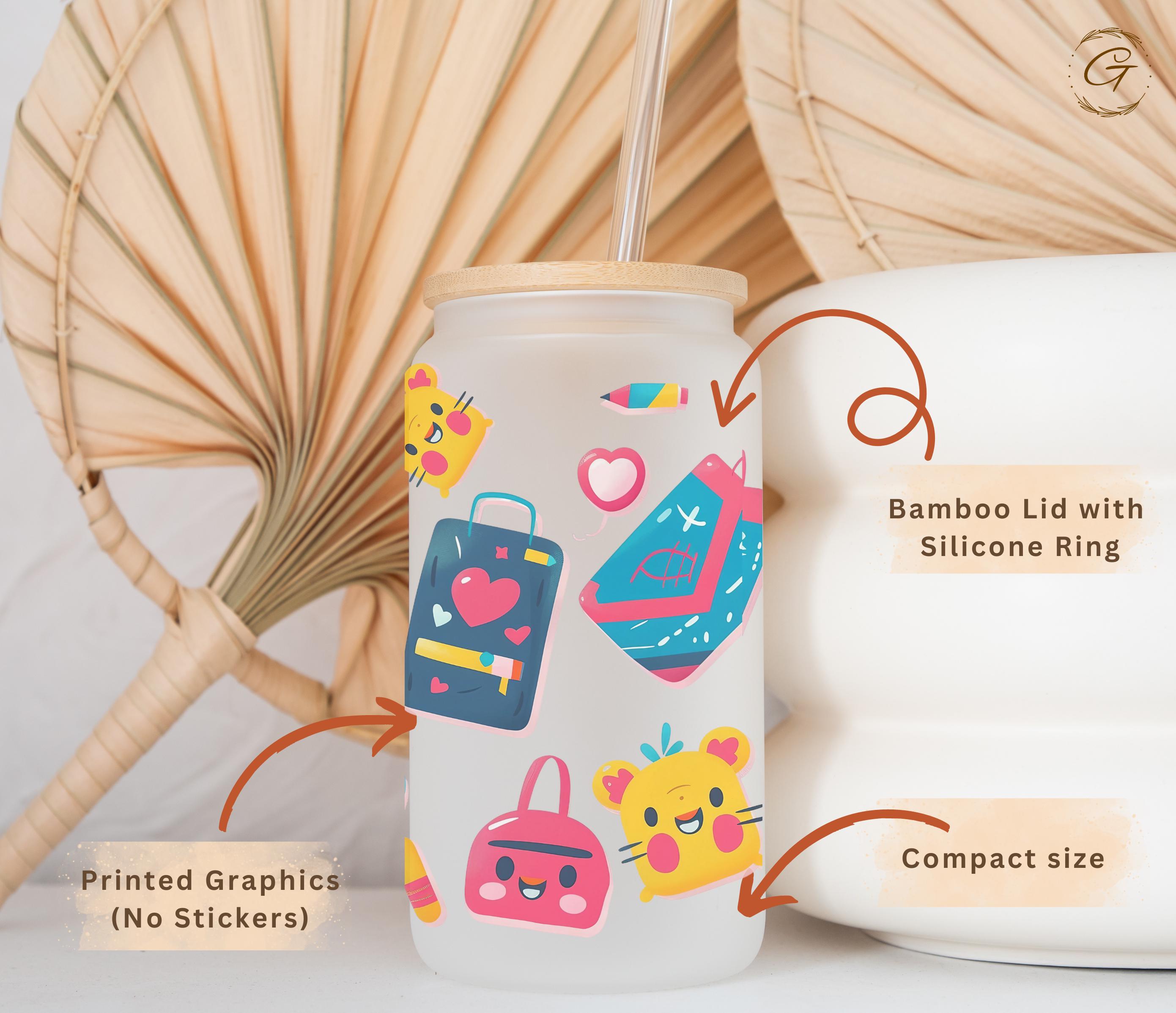 Cute Kawaii Pattern Frosted Glass Cup
