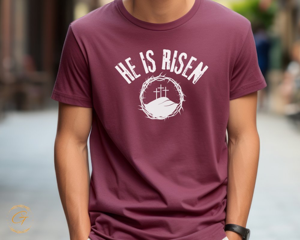 He Is Risen Jesus Cross Graphic Printed T-Shirt product