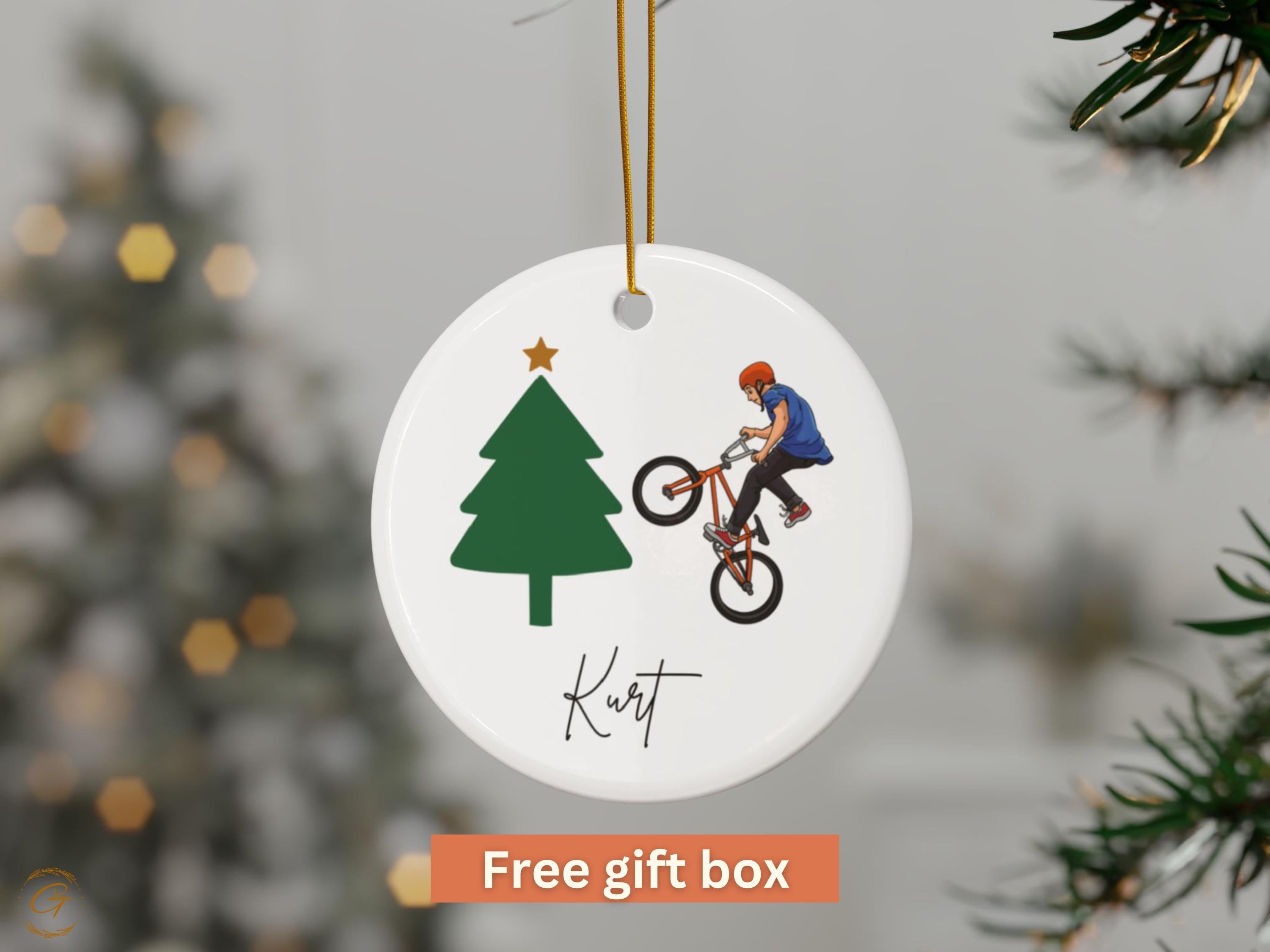 Personalized Christmas Ornament with Biker Rider Design, Unique Holiday Tree Decoration, Perfect Gift for Cycling Enthusiast, Christmas Gift
