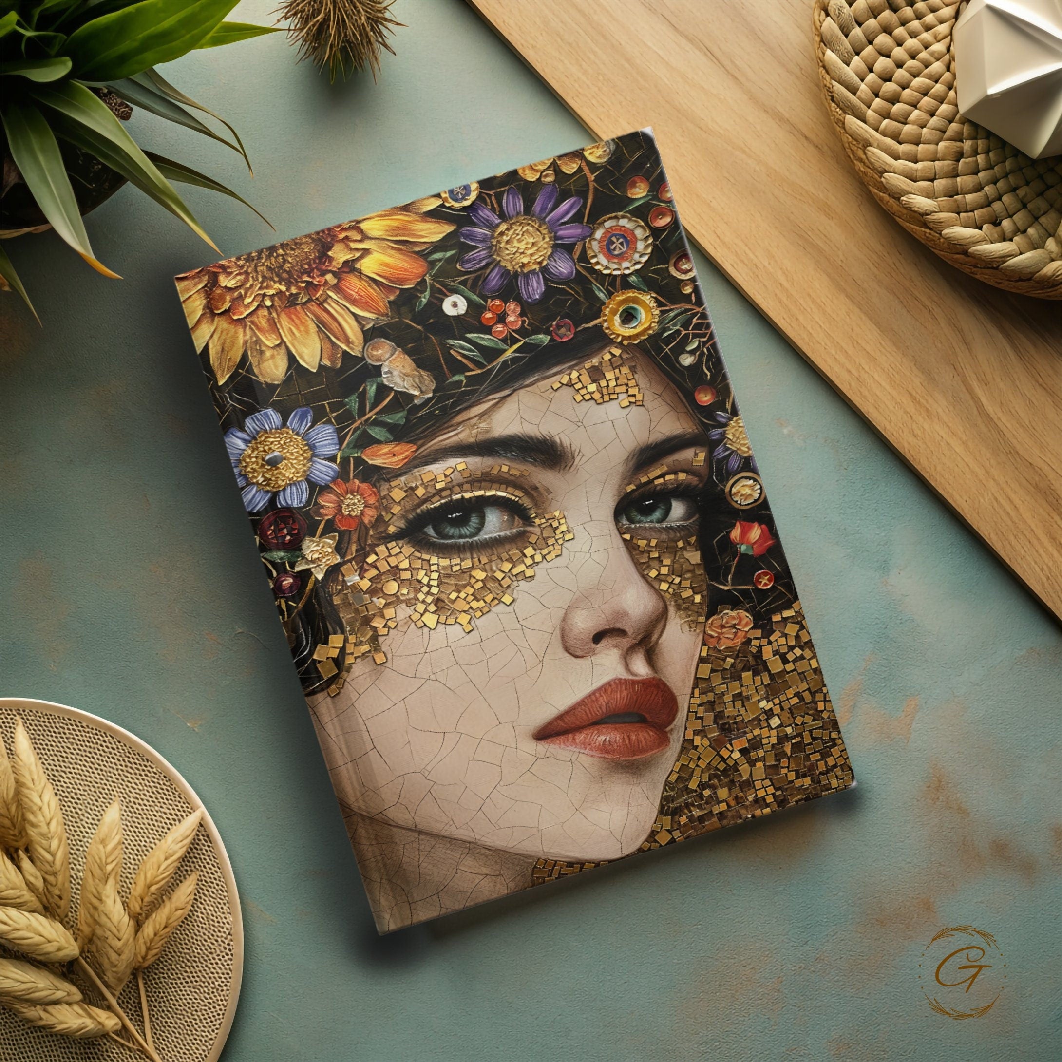 Artistic Floral Mosaic Woman Journal