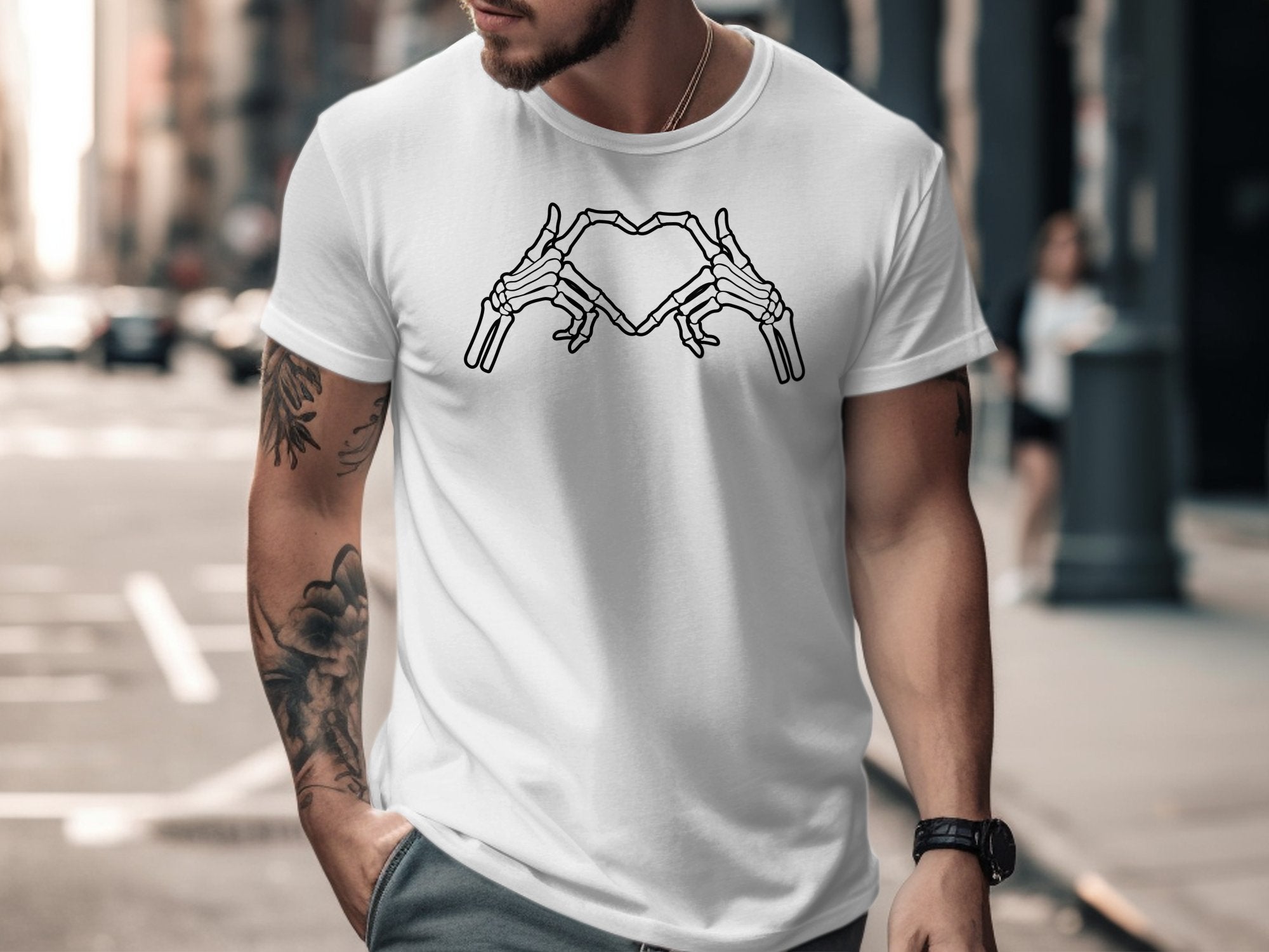 Skeleton Hands Heart Graphic Tee product type