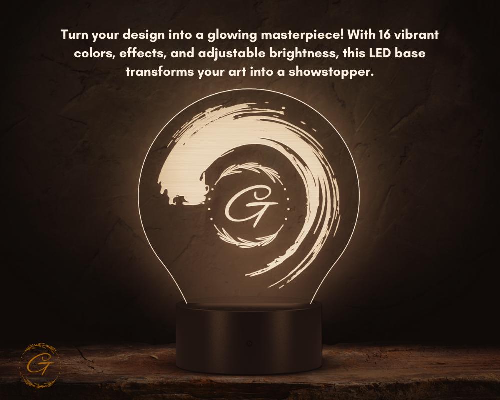 Swirl G Circle Acrylic LED Sign, Custom Wall Light