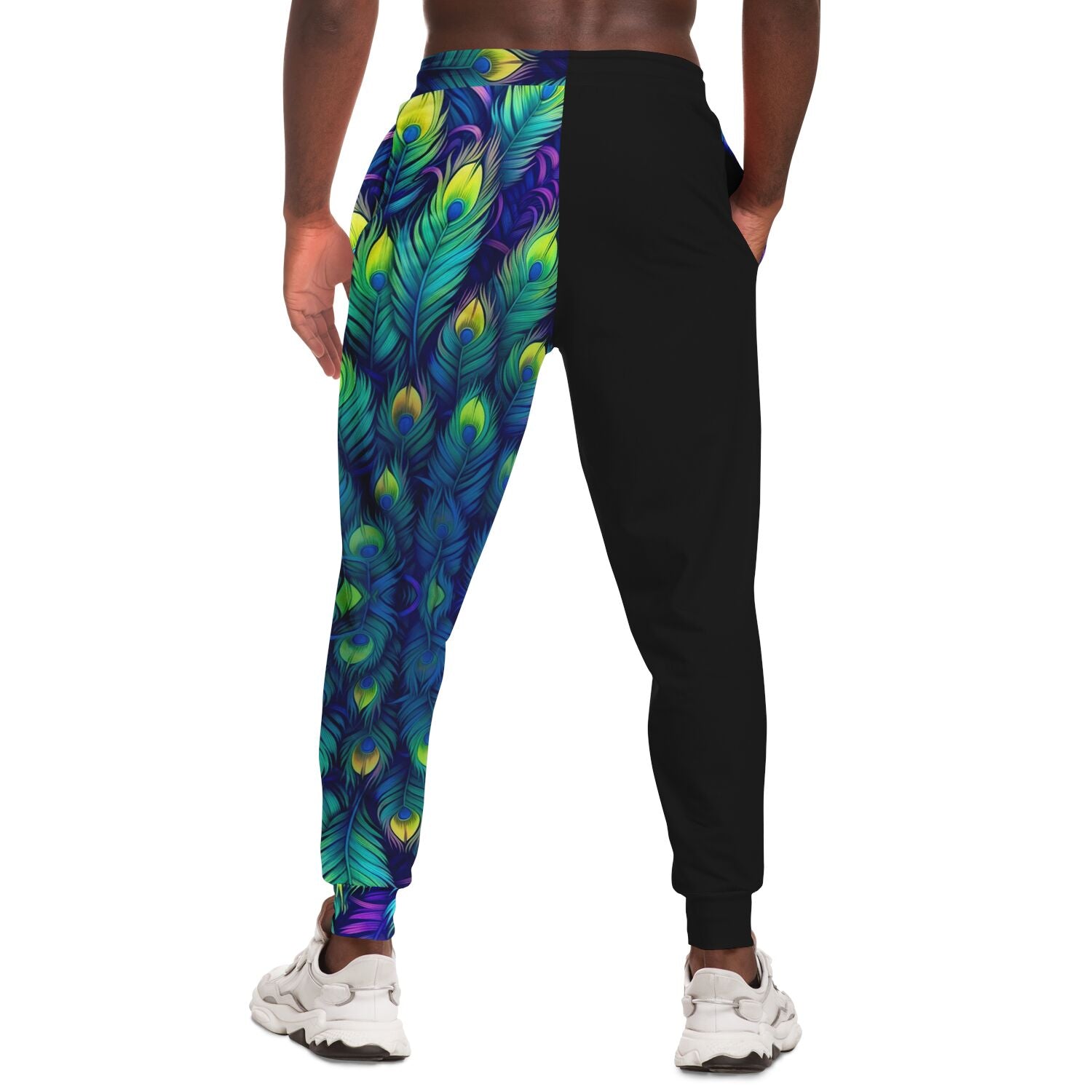 Peacock Feather Joggers – Vibrant Artistic Sweatpants