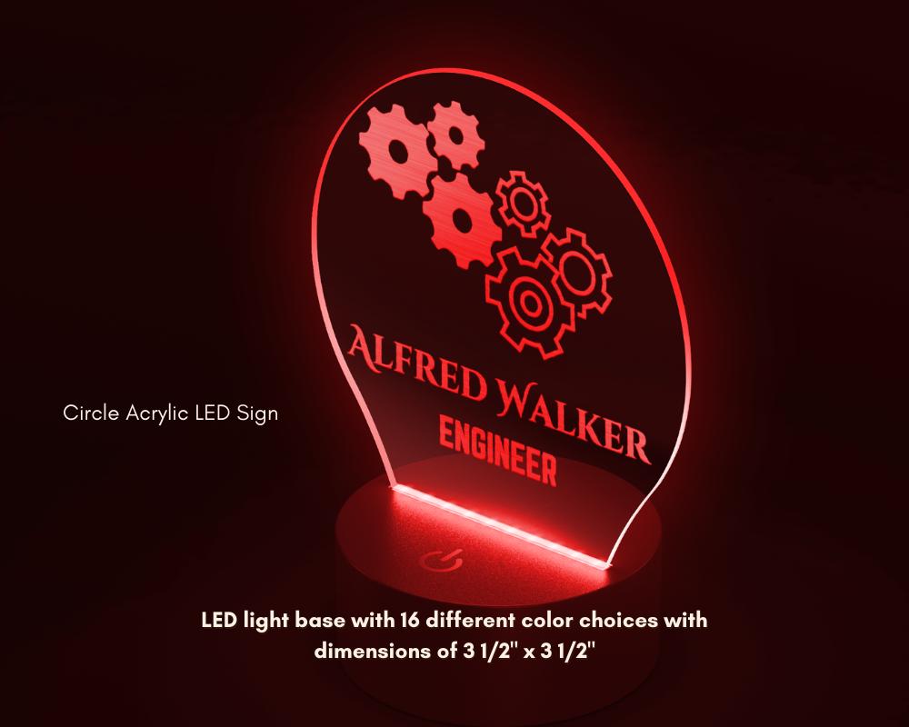 Job Engineer Design Circle Acrylic LED Sign Modern Decor DeskLight