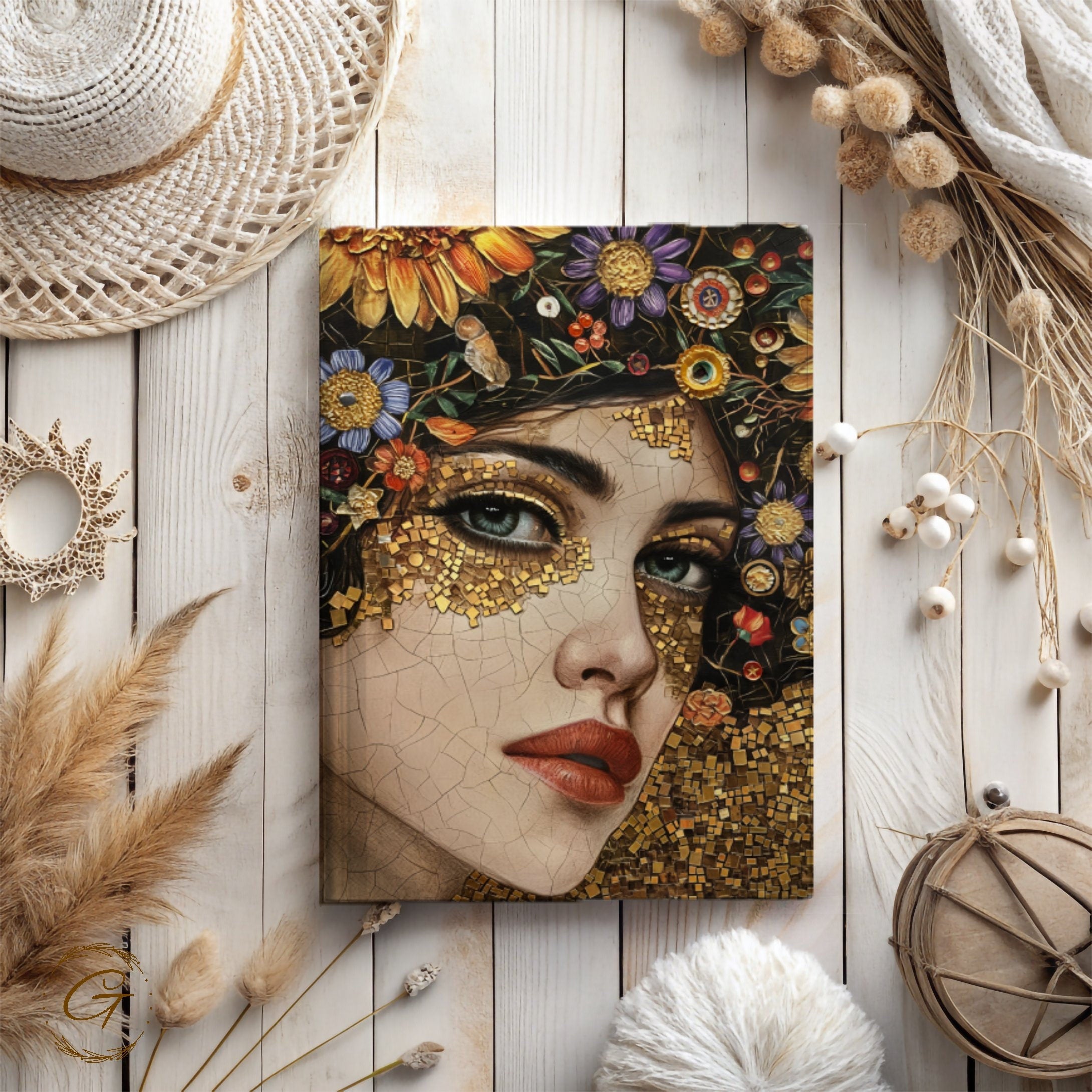 Artistic Floral Mosaic Woman Journal