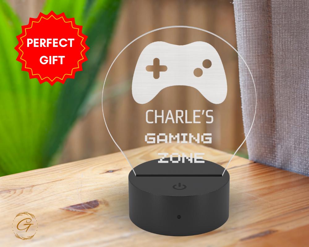 Hobby Gamer Design Circle Acrylic LED Sign, Personalized Room Decor