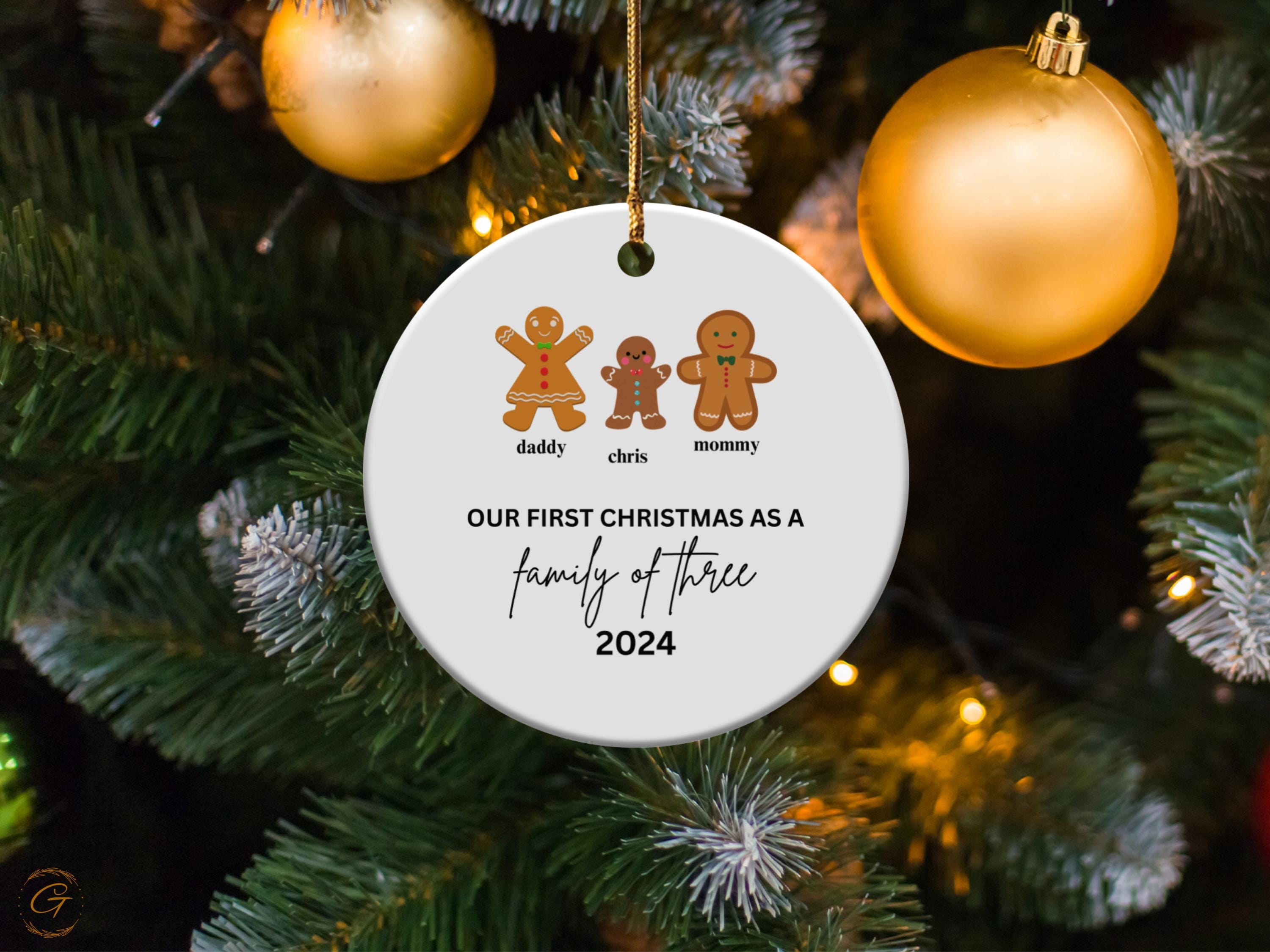 Personalized Gingerbread Family Ornaments, Our First Christmas As A Family 2024, Custom Christmas Tree Decorations, Holiday Family Keepsakes